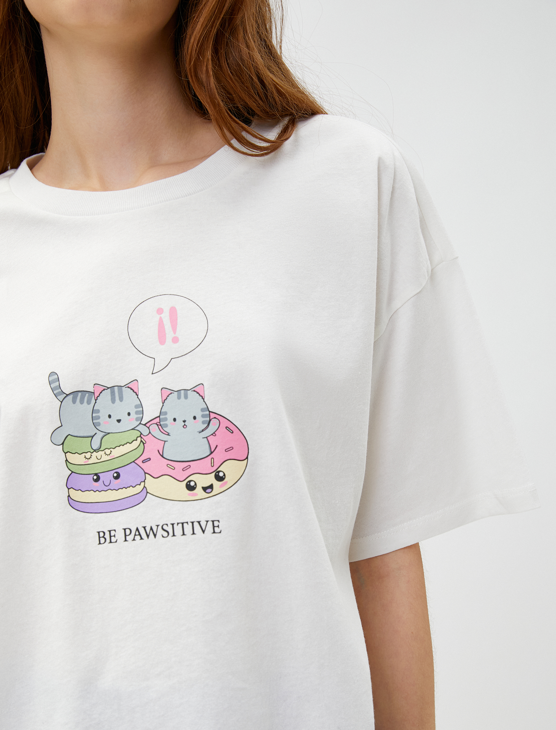   Baskılı Tişört Kısa Kollu Bisiklet Yaka Pamuklu