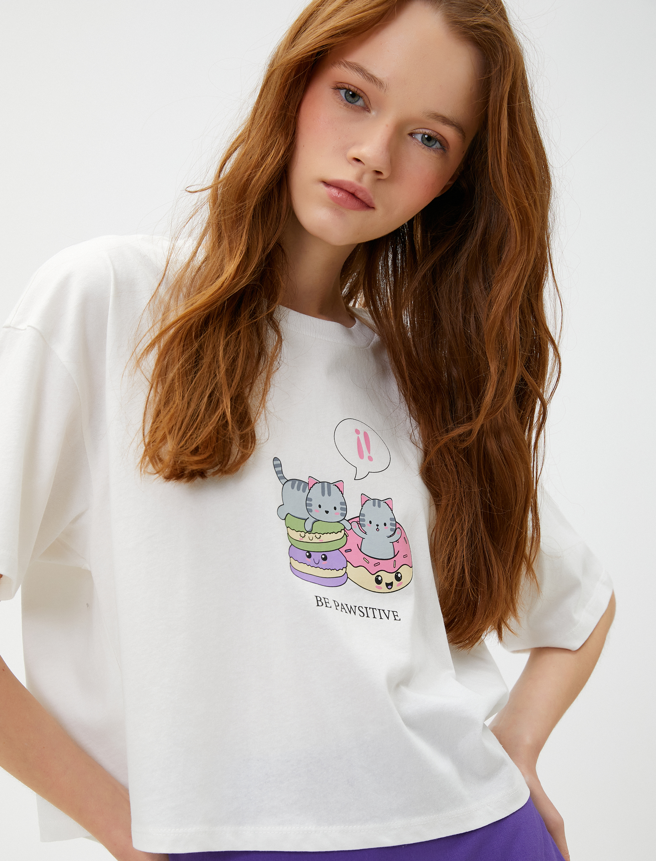   Baskılı Tişört Kısa Kollu Bisiklet Yaka Pamuklu