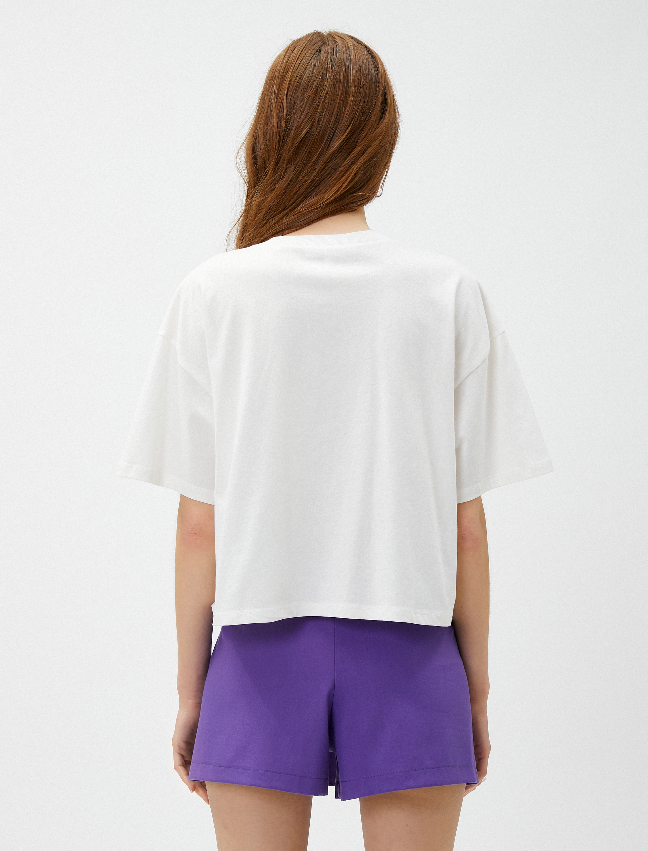   Baskılı Tişört Kısa Kollu Bisiklet Yaka Pamuklu