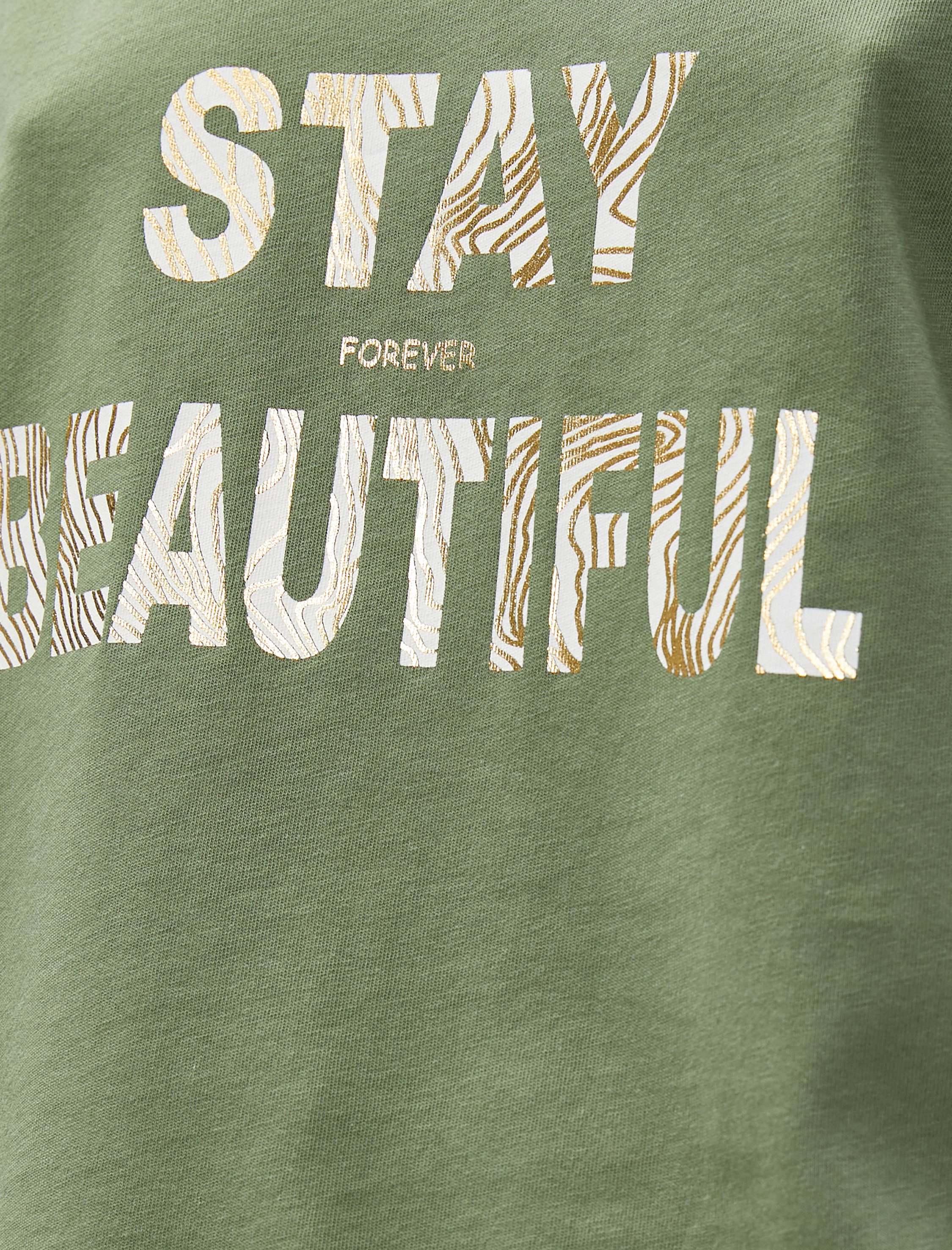   Yazı Baskılı Tişört V Yaka Pamuklu