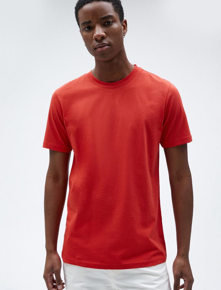  Basic Tişört Bisiklet Yaka Kısa Kollu Dar Kesim