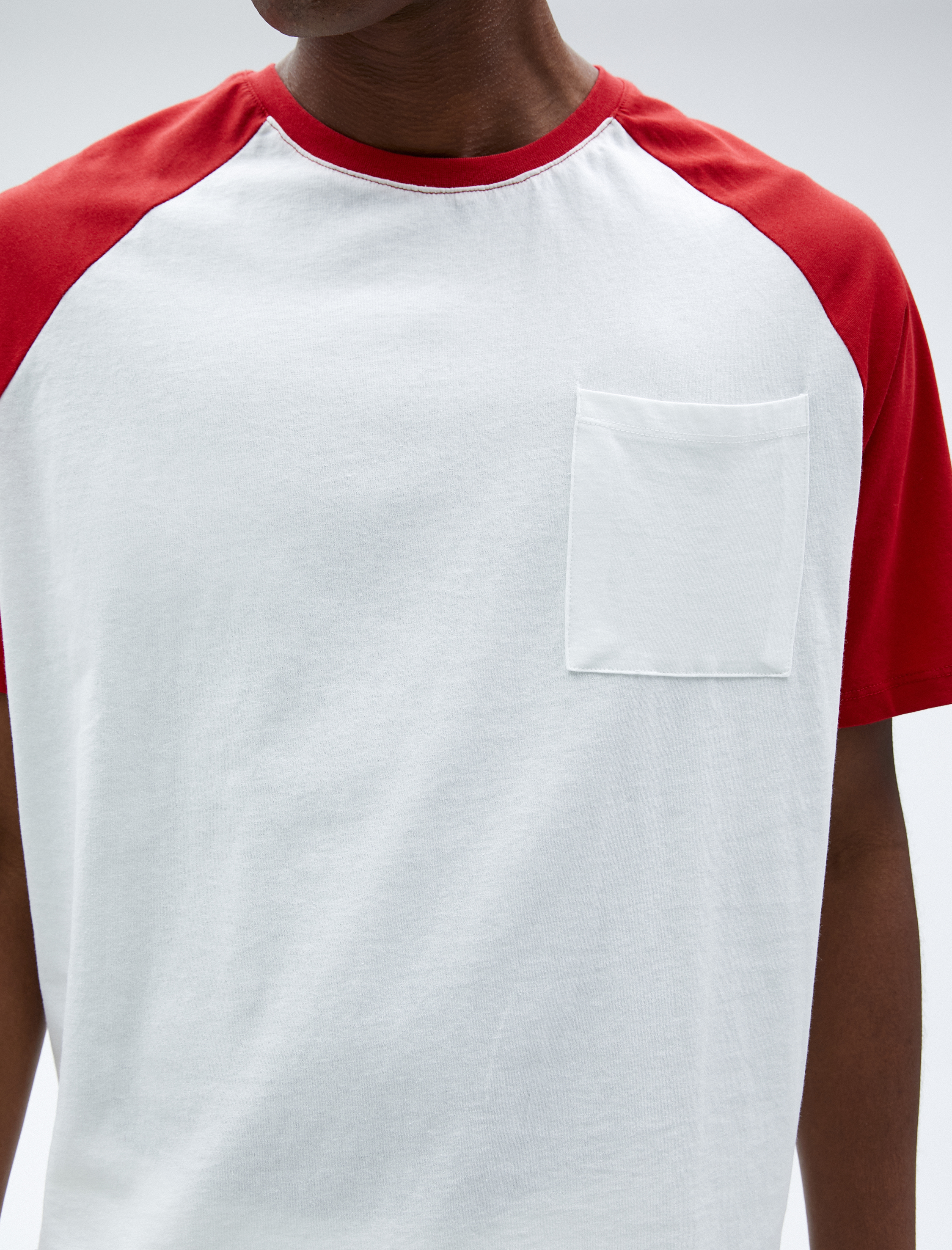   Cep Detaylı Tişört Reglan Kol Bisiklet Yaka Kısa Kollu