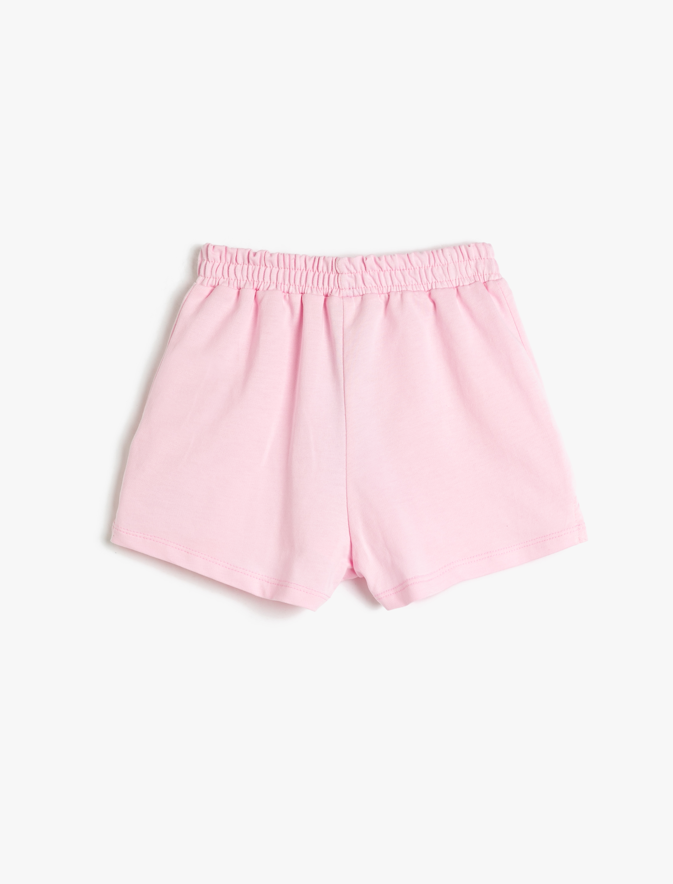  Kız Çocuk Şort Beli Bağlamalı Lastikli Cepli Baskı Detaylı Pamuklu