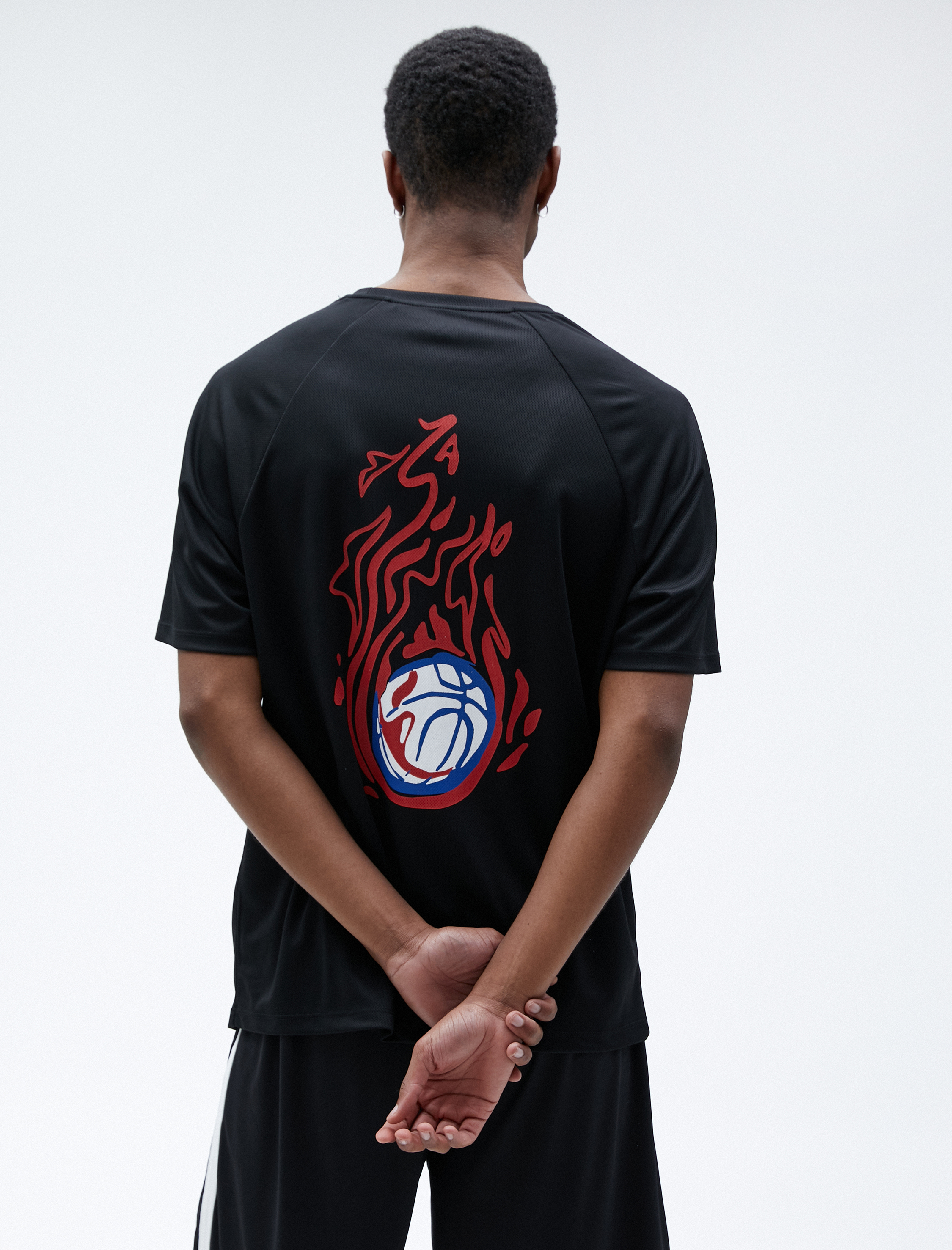   Spor Oversize Tişört Slogan Baskılı Bisiklet Yaka Reglan Kol