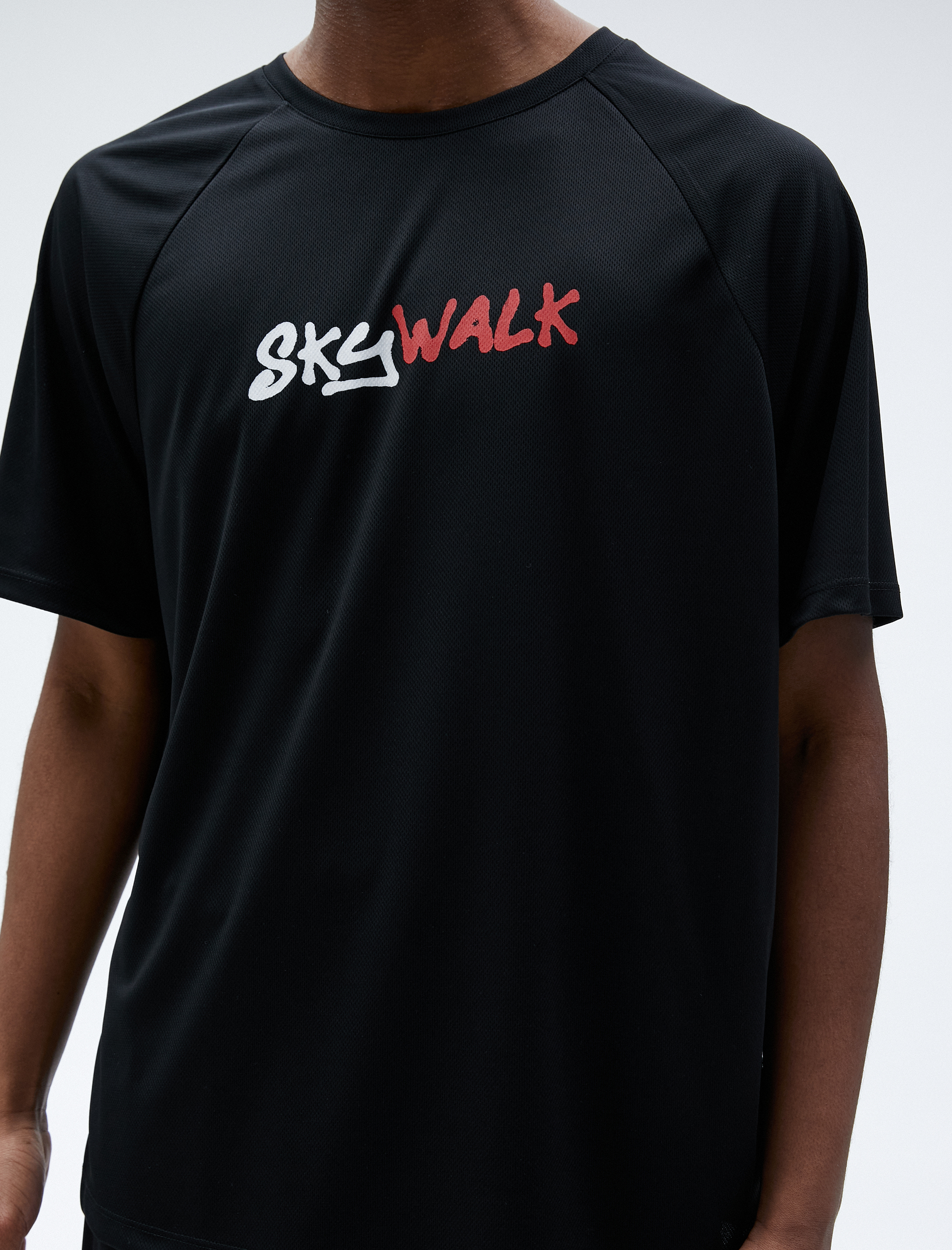   Spor Oversize Tişört Slogan Baskılı Bisiklet Yaka Reglan Kol