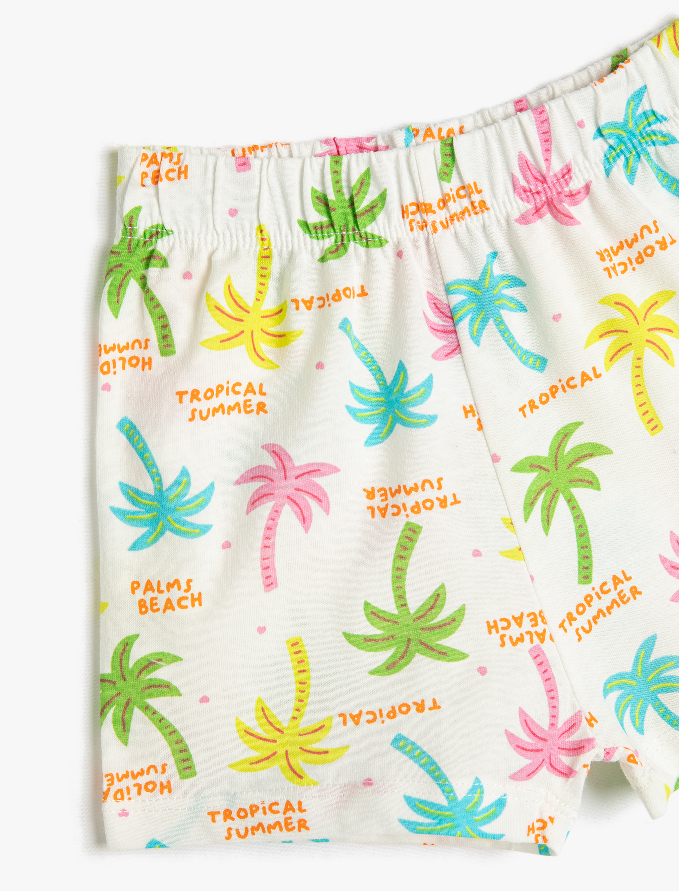  Kız Bebek Şort Pamuklu Beli Lastikli Palmiye Baskılı