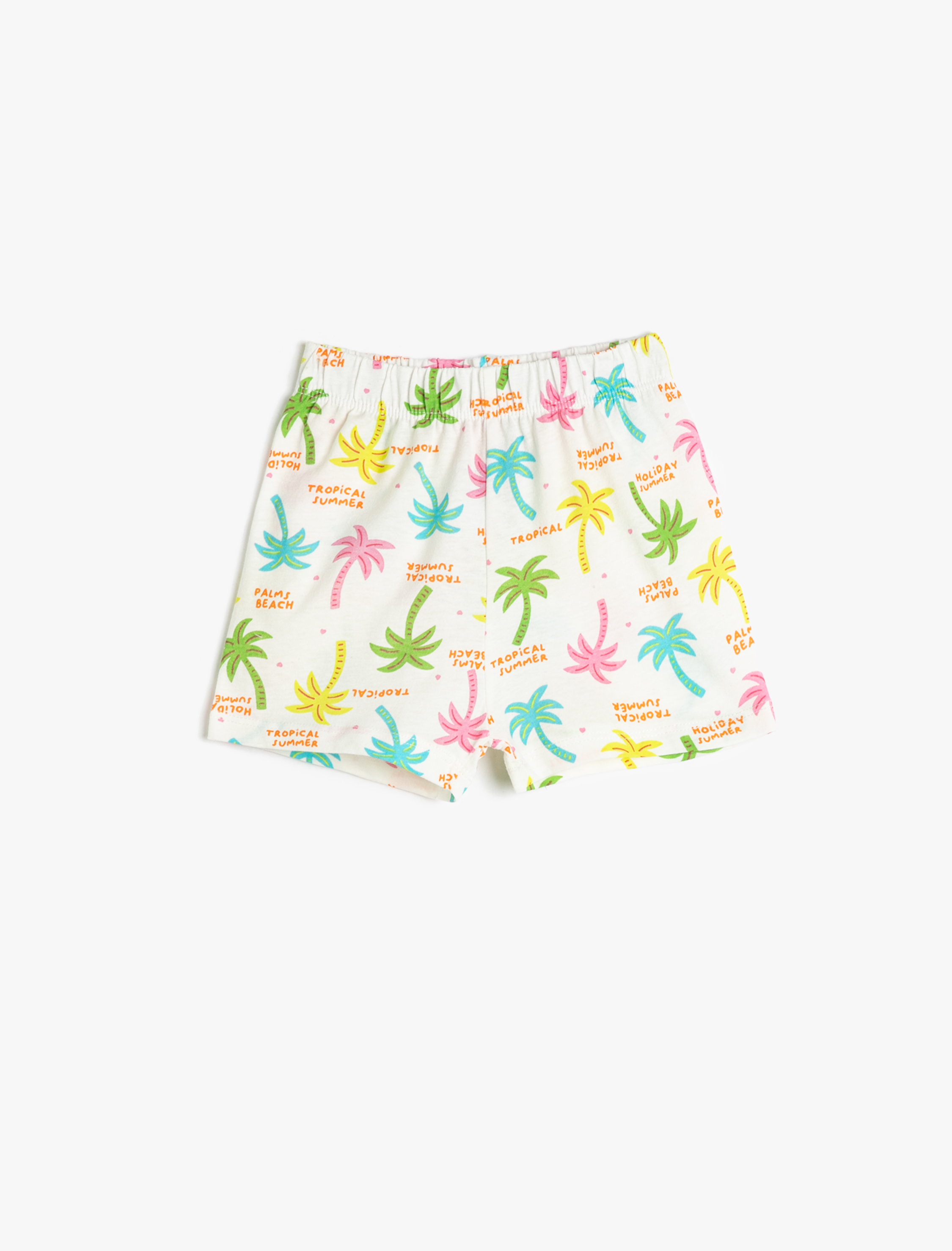  Kız Bebek Şort Pamuklu Beli Lastikli Palmiye Baskılı