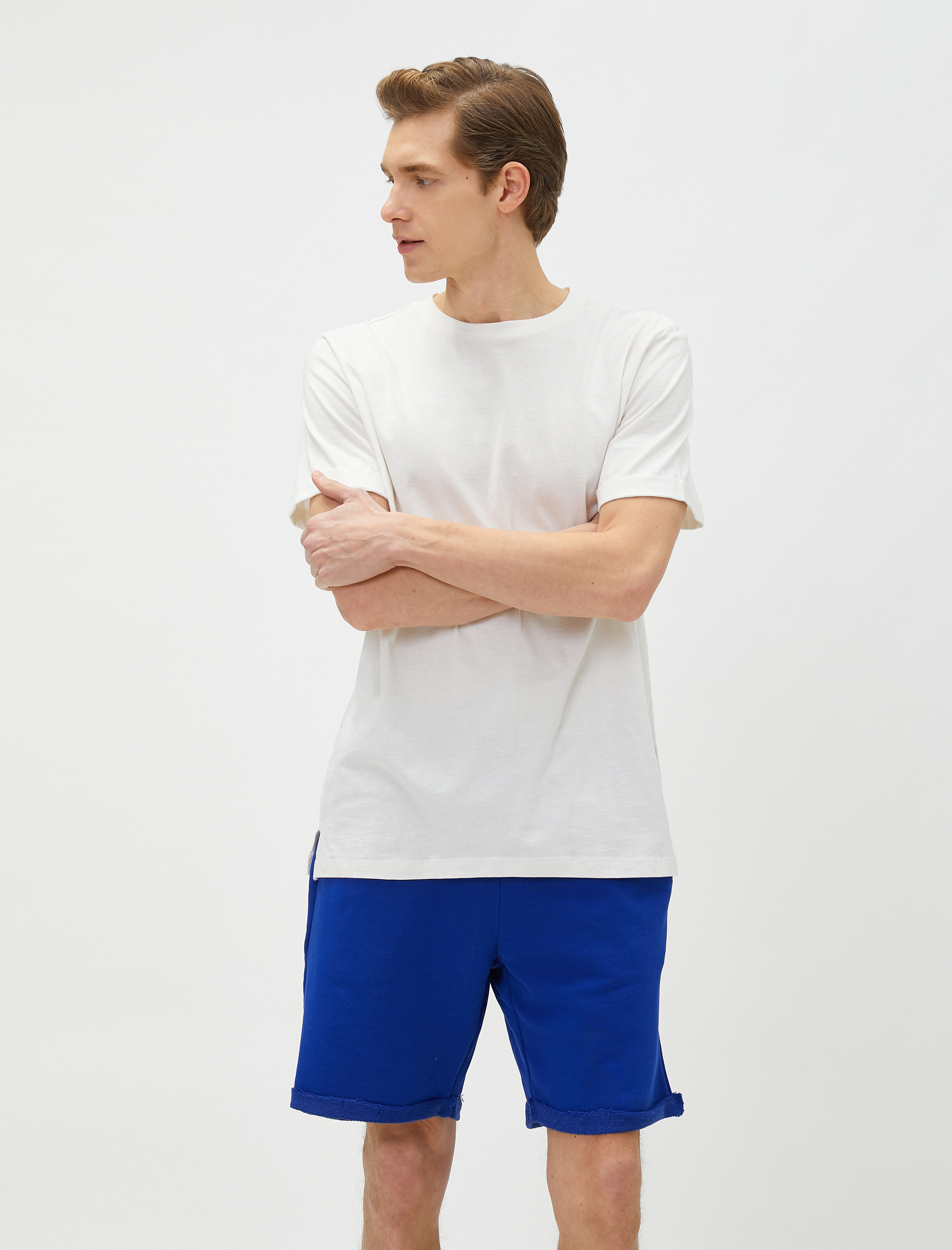   Oversize Spor Şort Beli Bağcıklı Cepli Katlı Paça