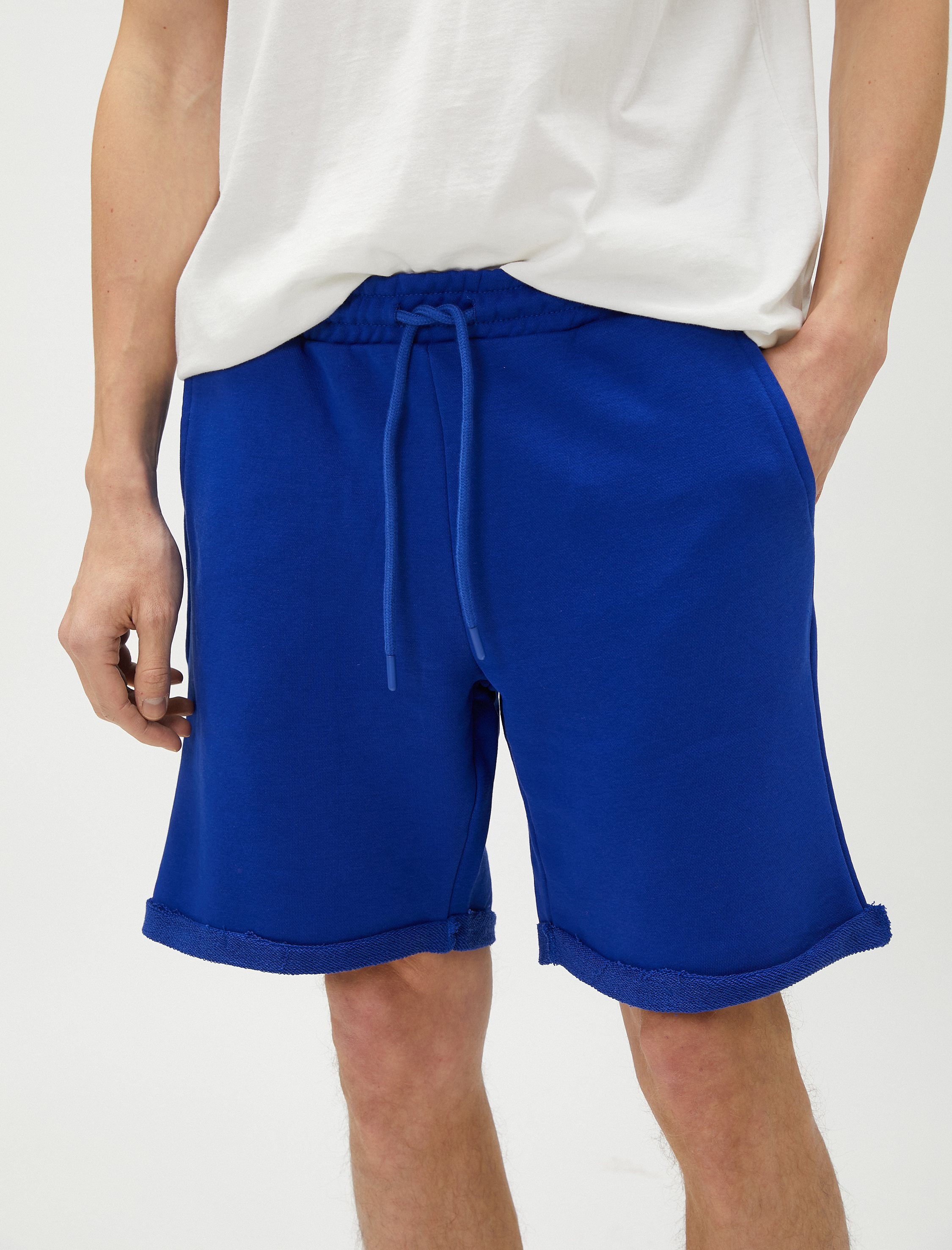   Oversize Spor Şort Beli Bağcıklı Cepli Katlı Paça