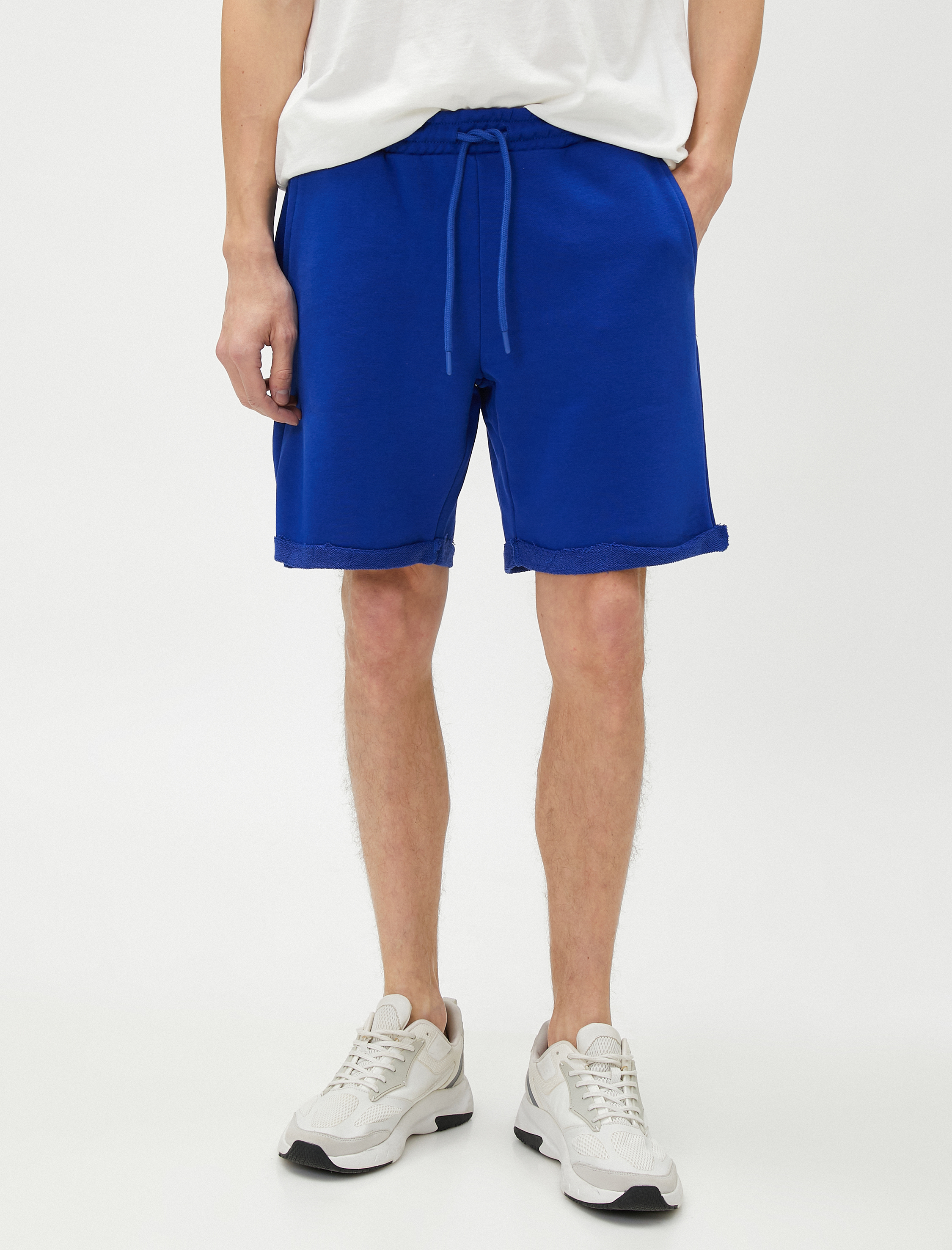   Oversize Spor Şort Beli Bağcıklı Cepli Katlı Paça