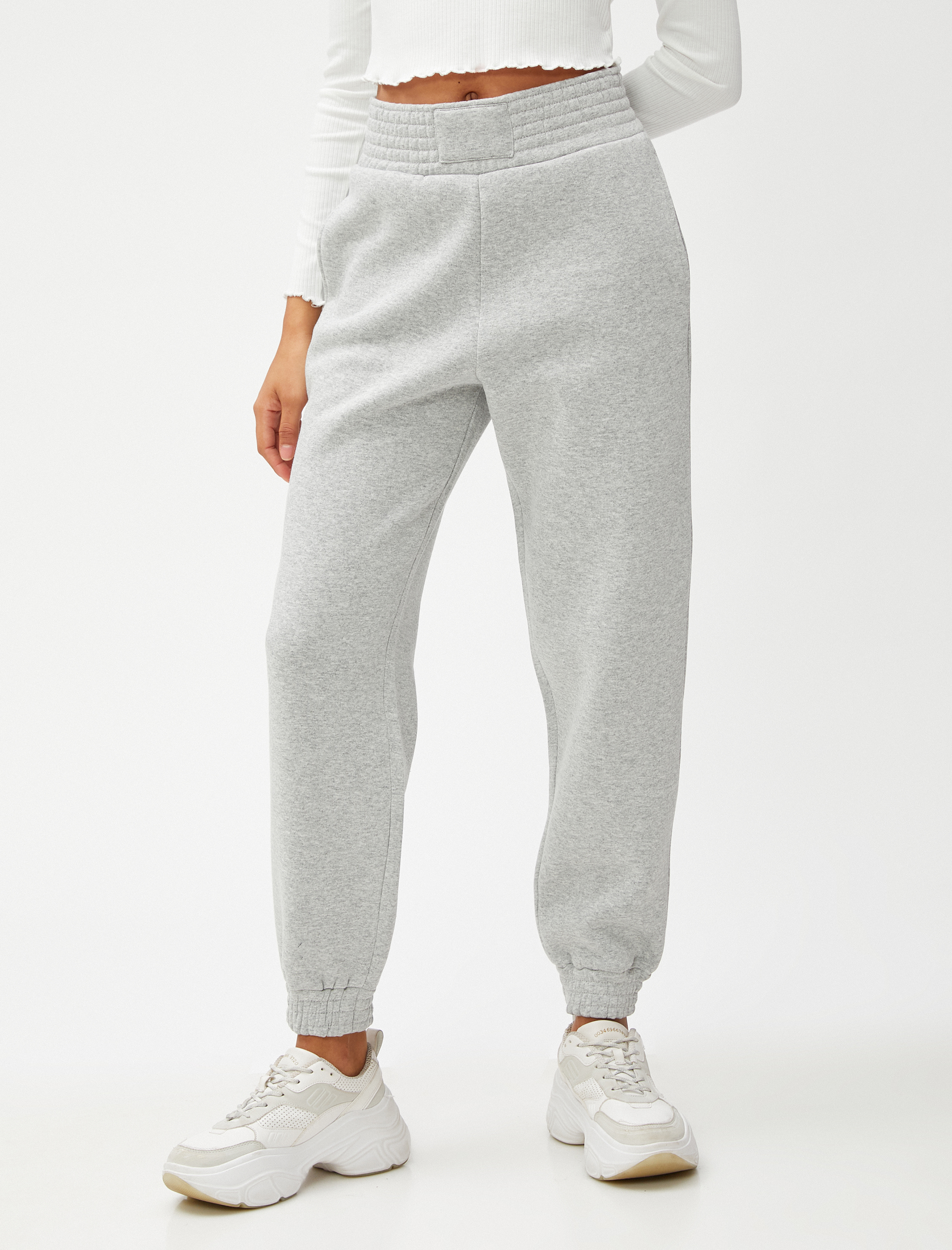   Şardonlu Jogger Eşofman Altı Yüksek Bel Cep Detaylı