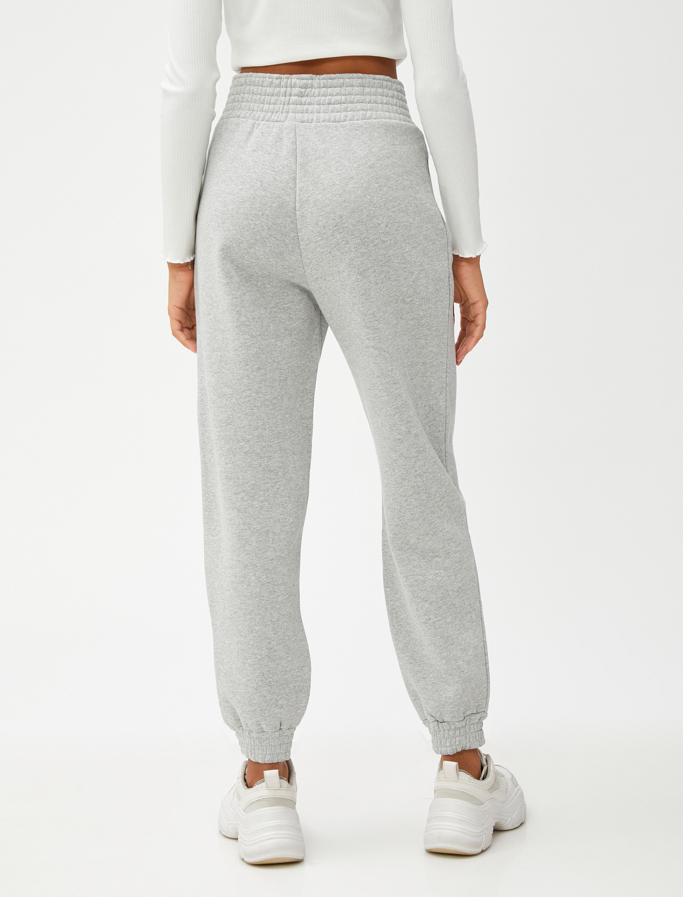   Şardonlu Jogger Eşofman Altı Yüksek Bel Cep Detaylı