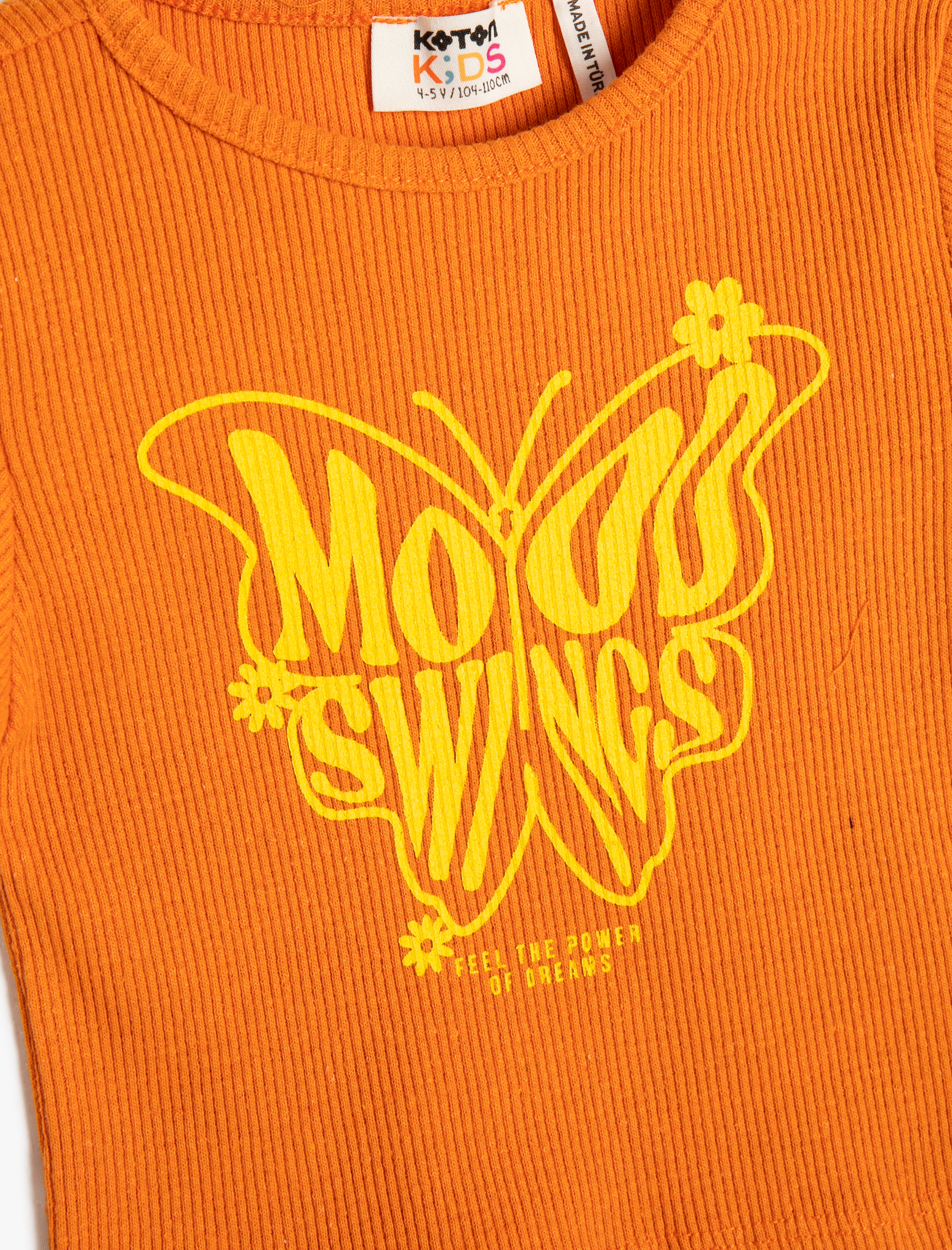  Kız Çocuk Crop Tişört Kısa Kollu Bisiklet Yaka Baskılı Pamuklu Fitilli