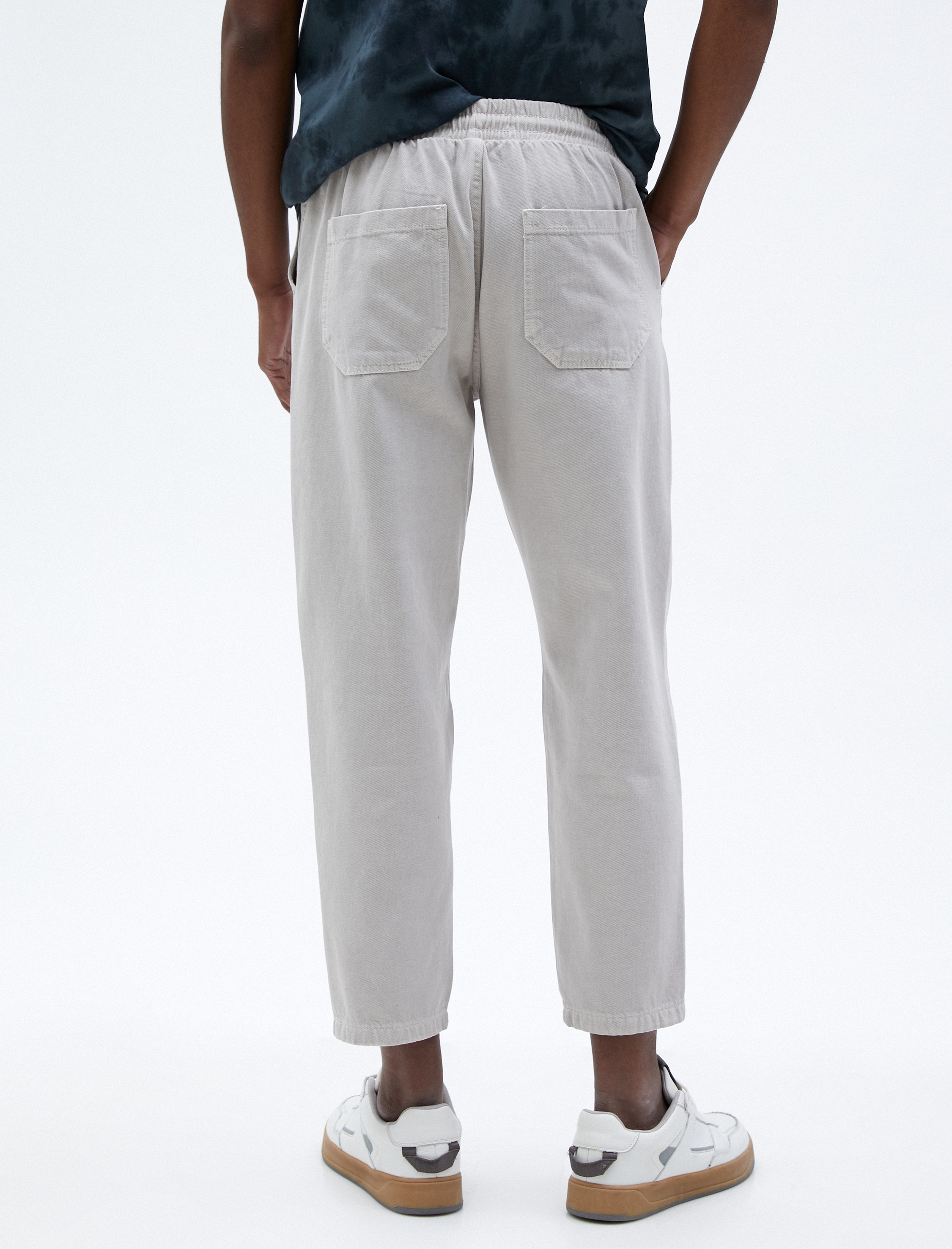   Beli Bağcıklı Pantolon Cepli Dikiş Detaylı Pamuklu