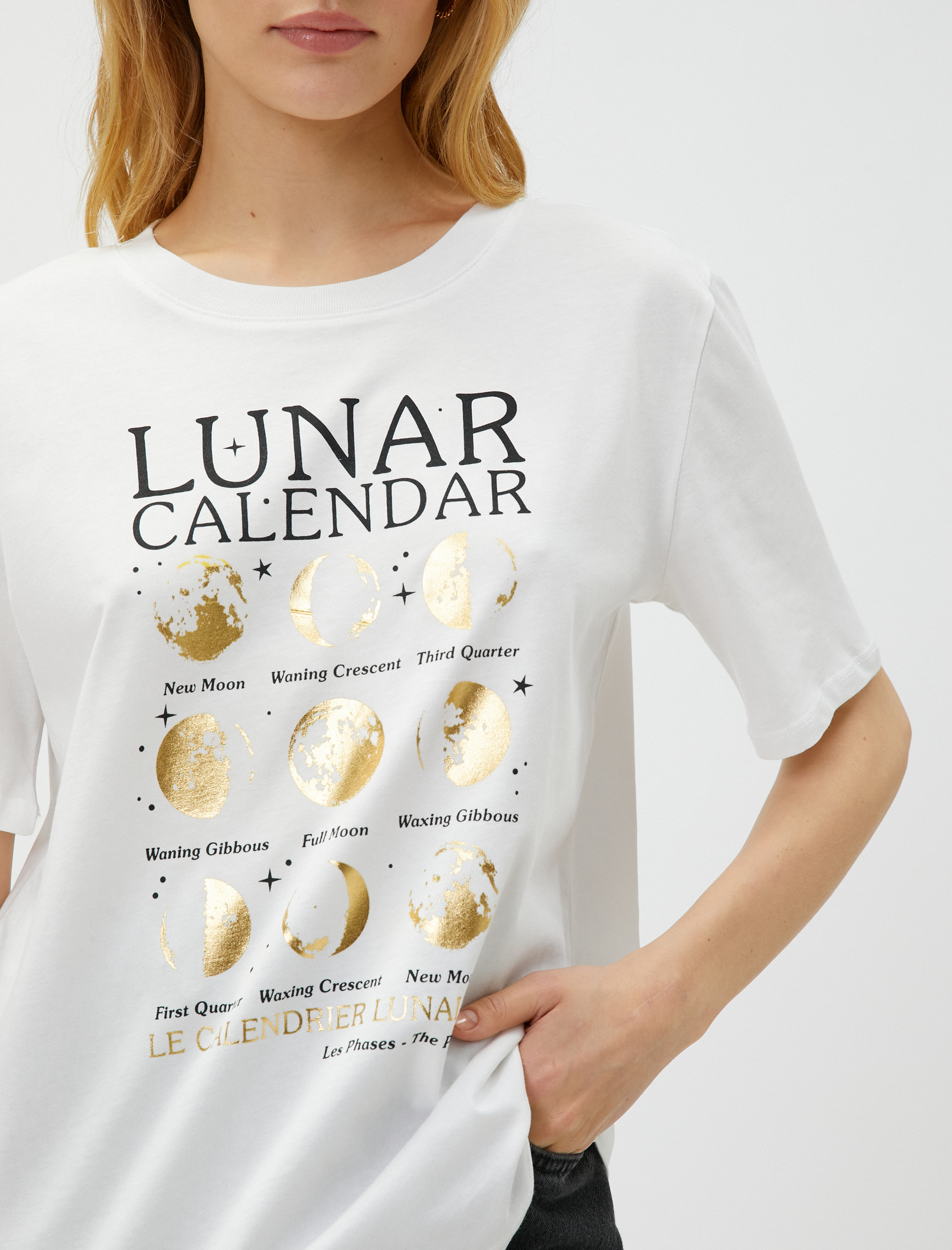   Ay Baskılı Tişört Pamuklu