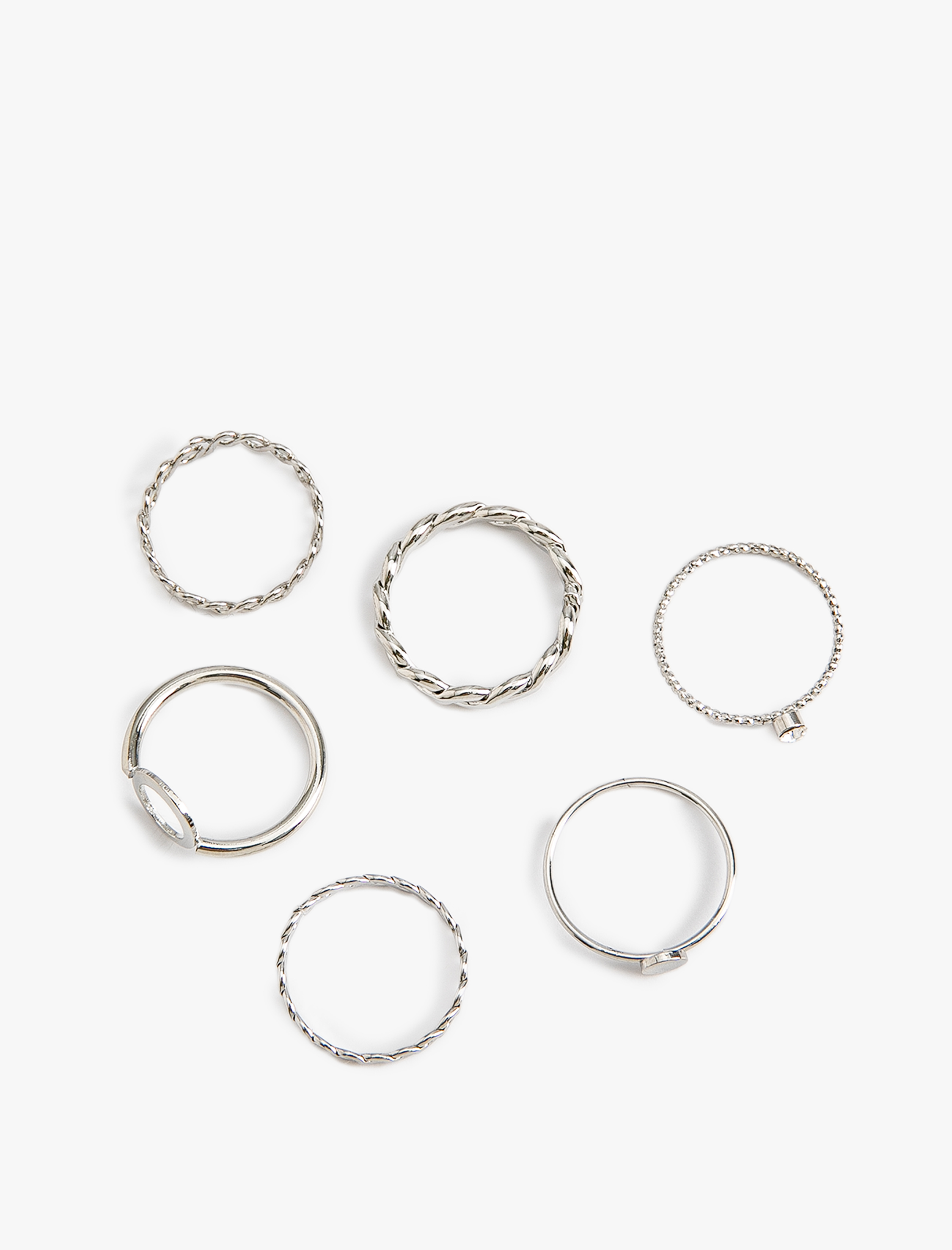  Kadın Yüzük Seti 6'lı Parlak Taşlı Burgu Şekilli