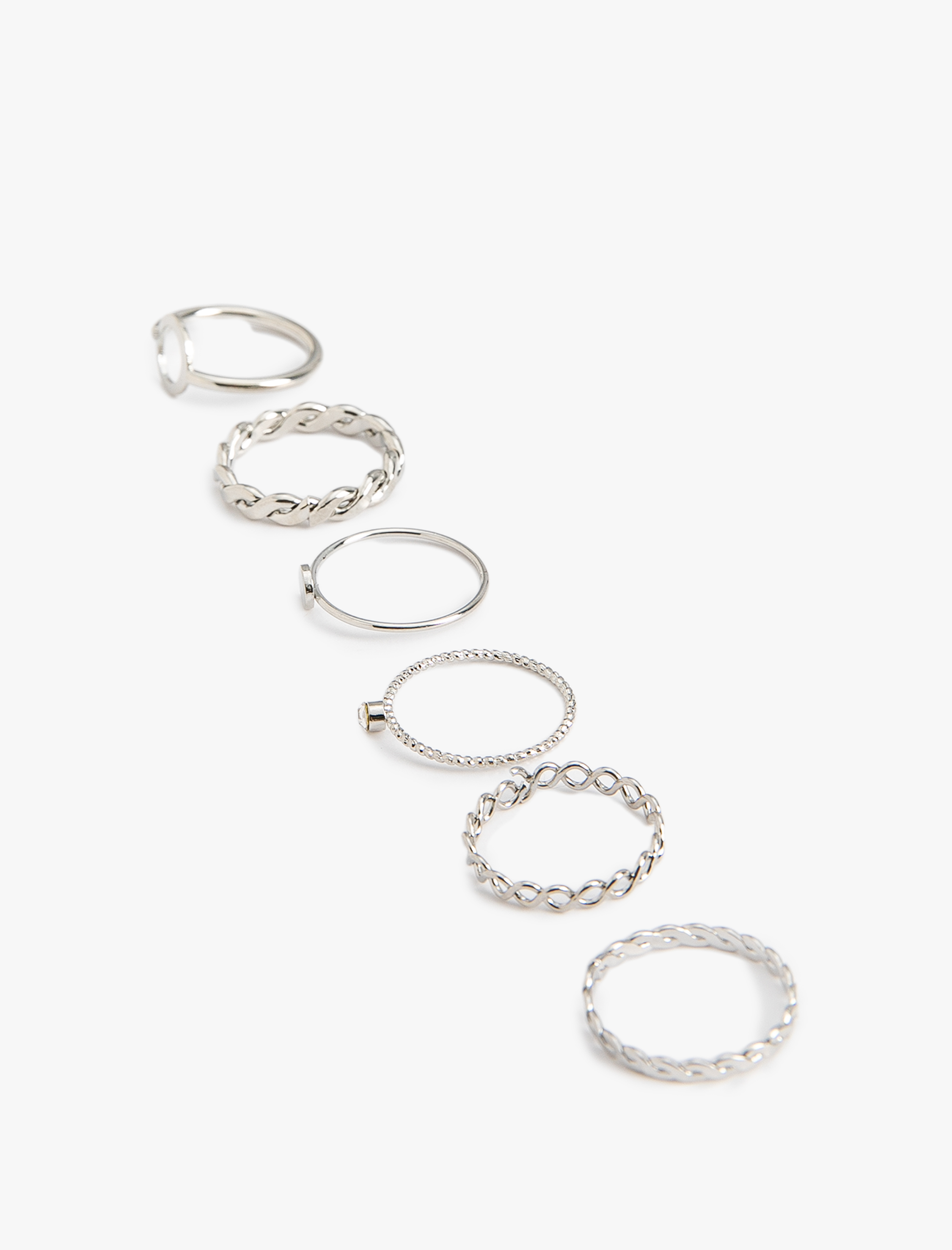  Kadın Yüzük Seti 6'lı Parlak Taşlı Burgu Şekilli