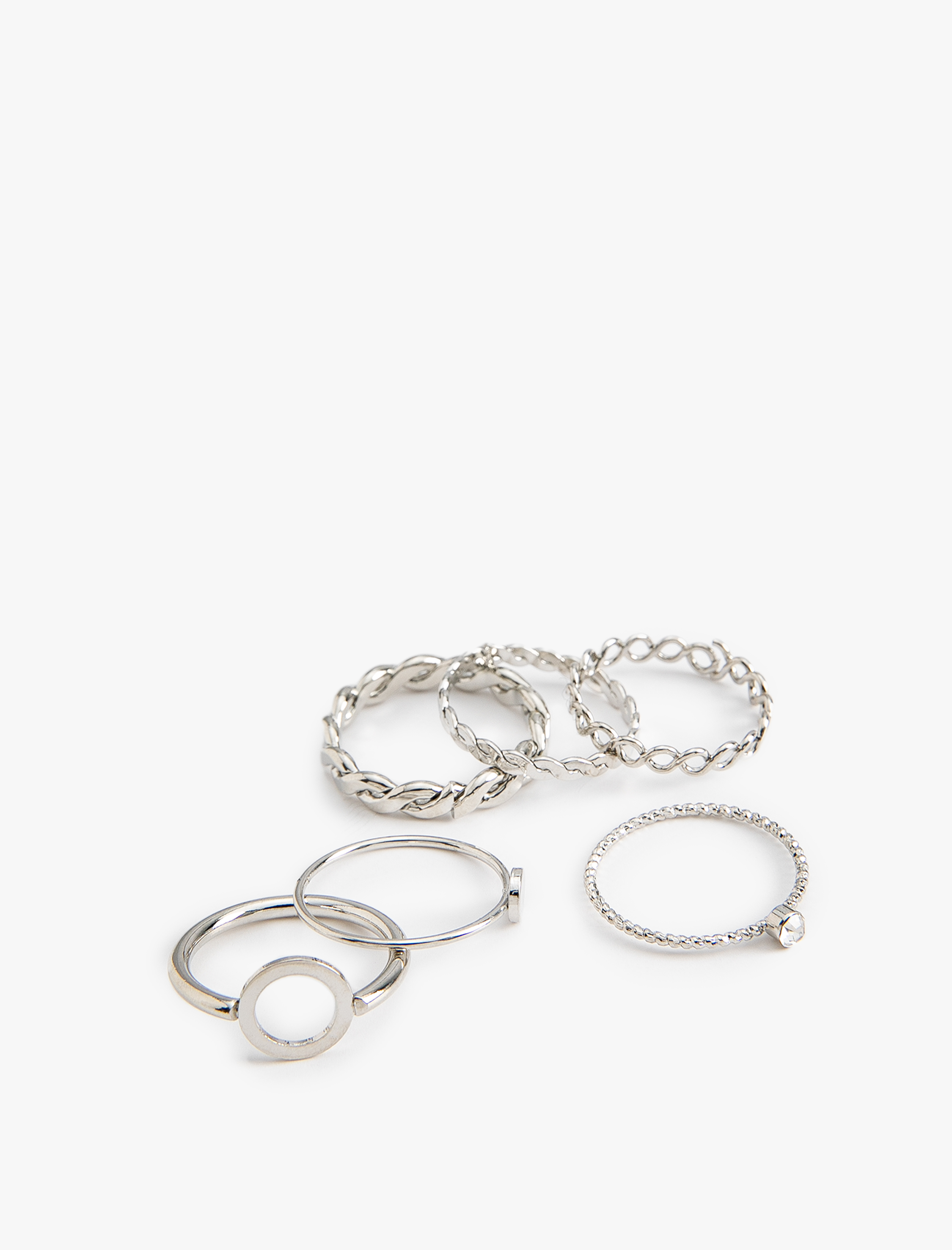  Kadın Yüzük Seti 6'lı Parlak Taşlı Burgu Şekilli