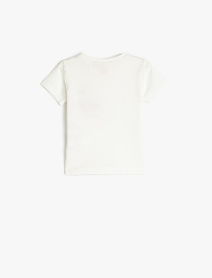 Kız Bebek Tişört Kısa Kollu Yuvarlak Yaka Kiraz Baskılı Pamuklu