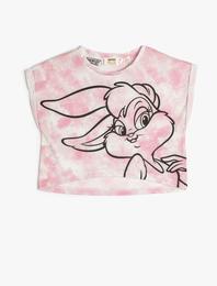Lola Bunny Tişört Lisanslı Oversize Bisiklet Yaka Batik Desenli