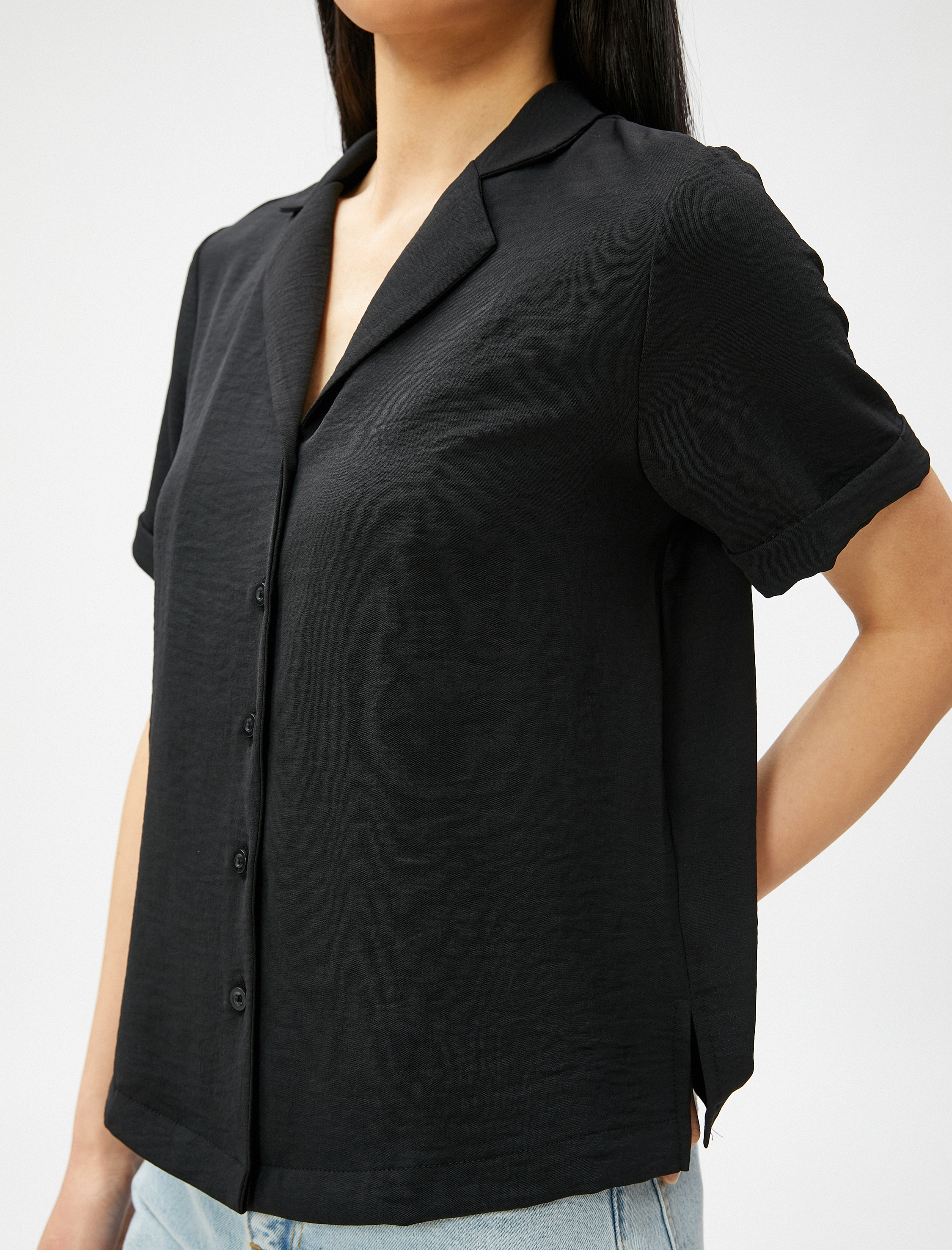   Ceket Yaka Gömlek Kısa Kollu