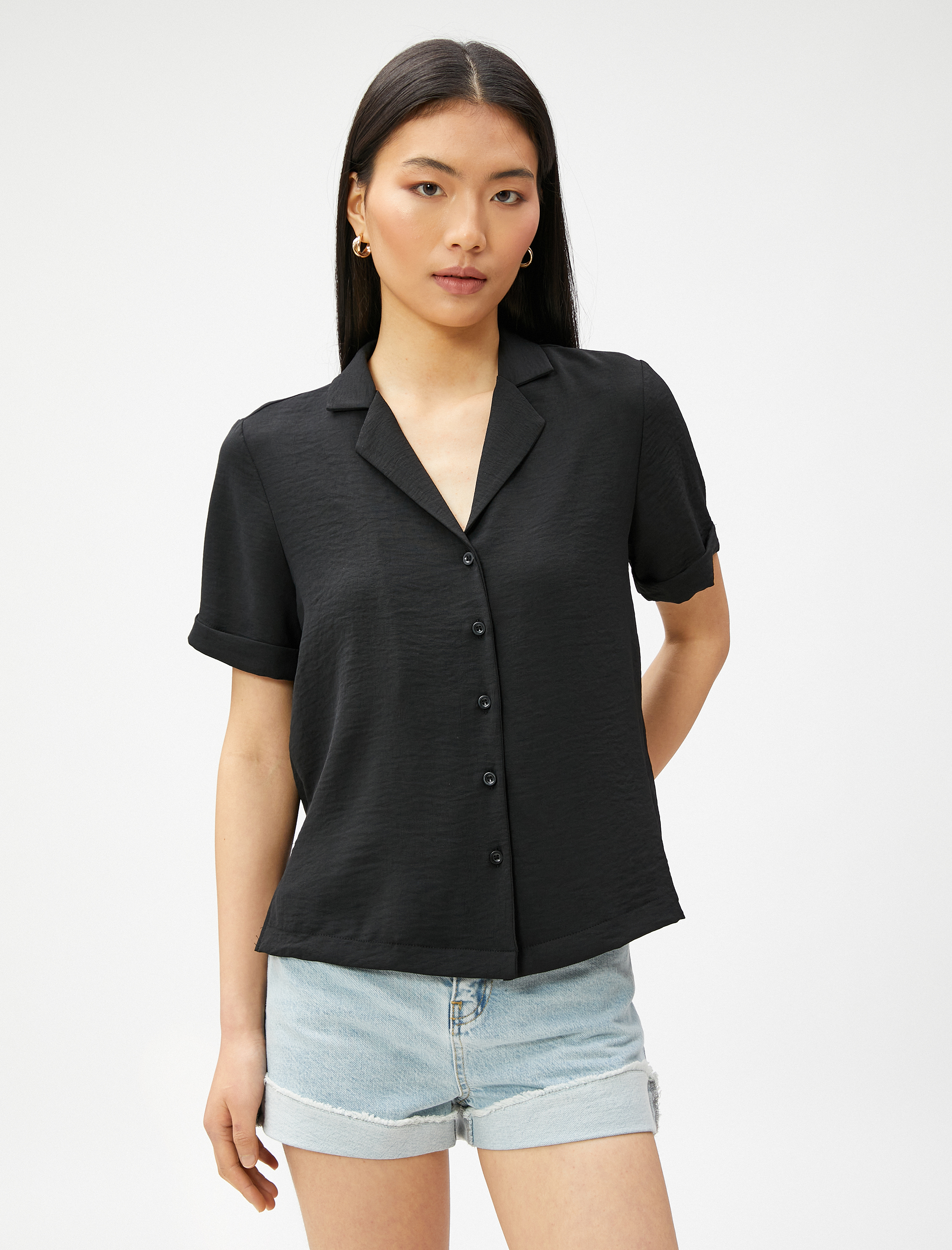   Ceket Yaka Gömlek Kısa Kollu