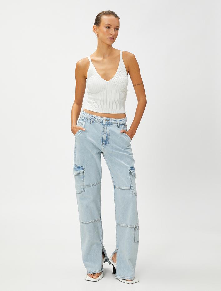  Crop Triko Atlet Askılı V Yaka