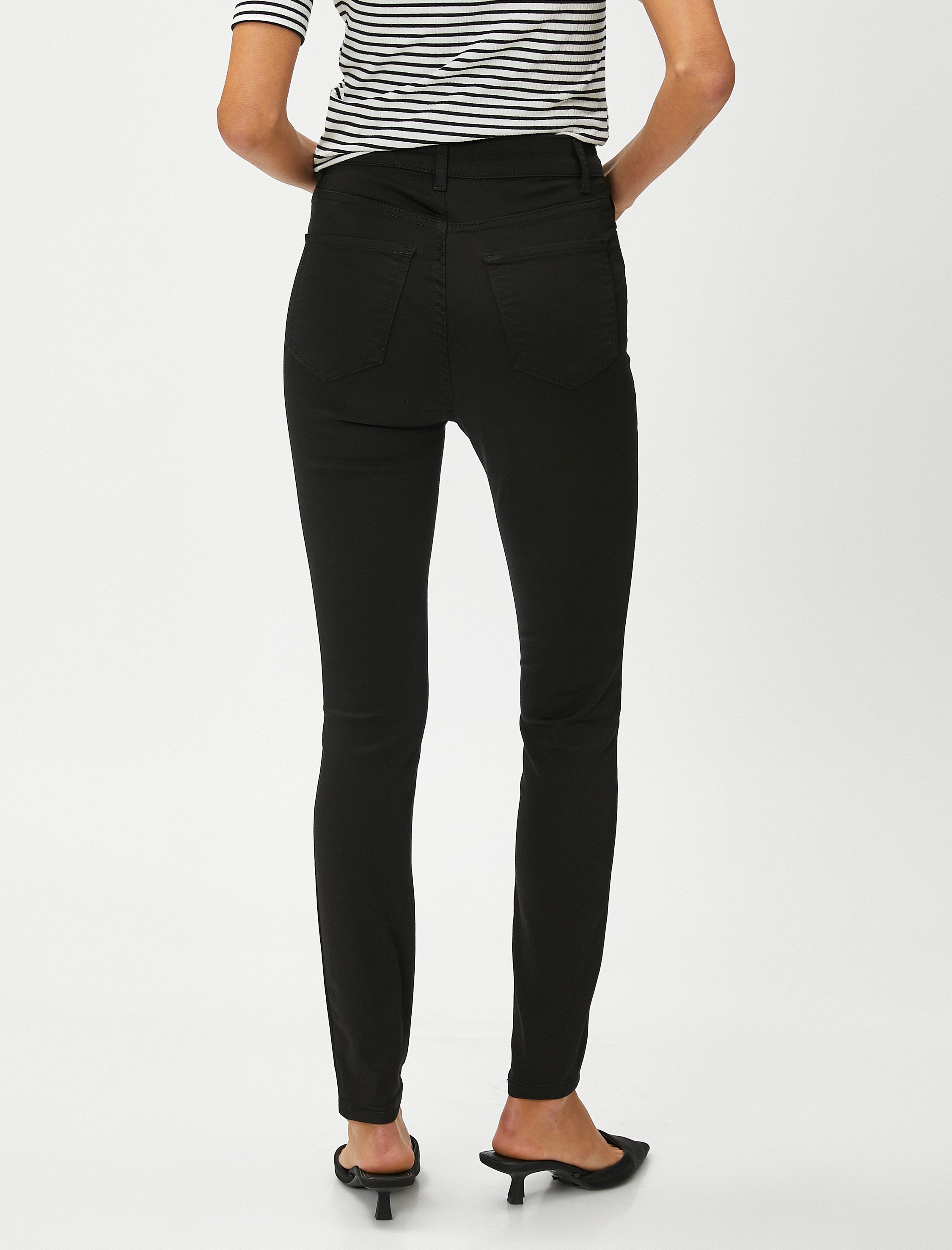   Esnek Dar Paça Kot Pantolon Standart Bel Cepli - Carmen Skinny Jeans