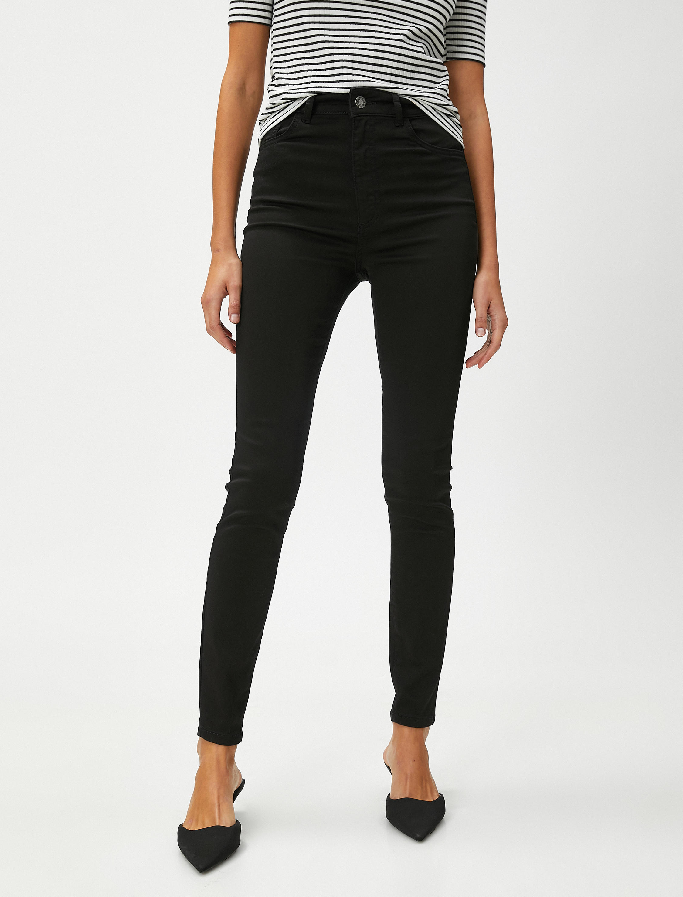   Esnek Dar Paça Kot Pantolon Standart Bel Cepli - Carmen Skinny Jeans