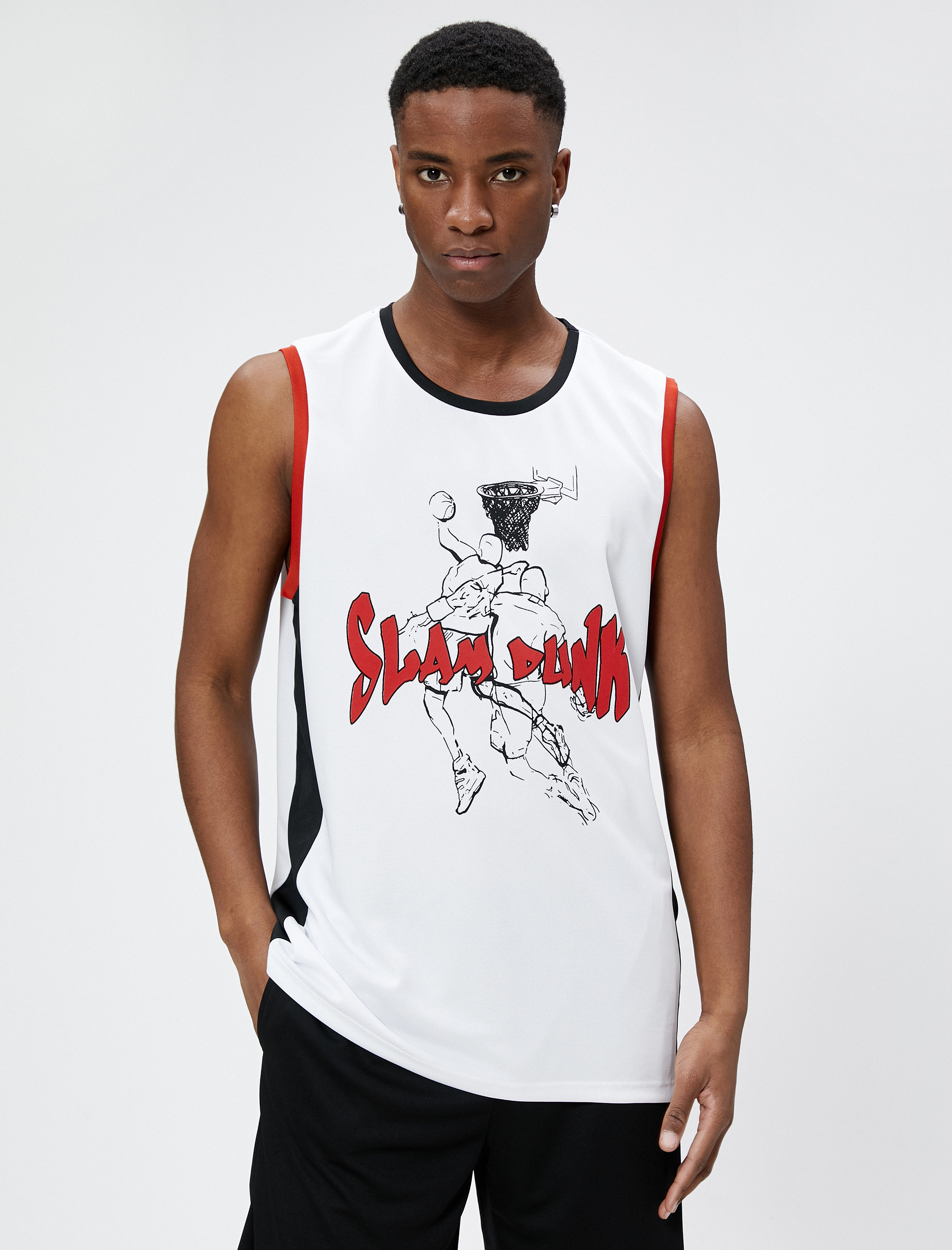   Spor Oversize Atlet Basketbol Baskılı Yuvarlak Yaka