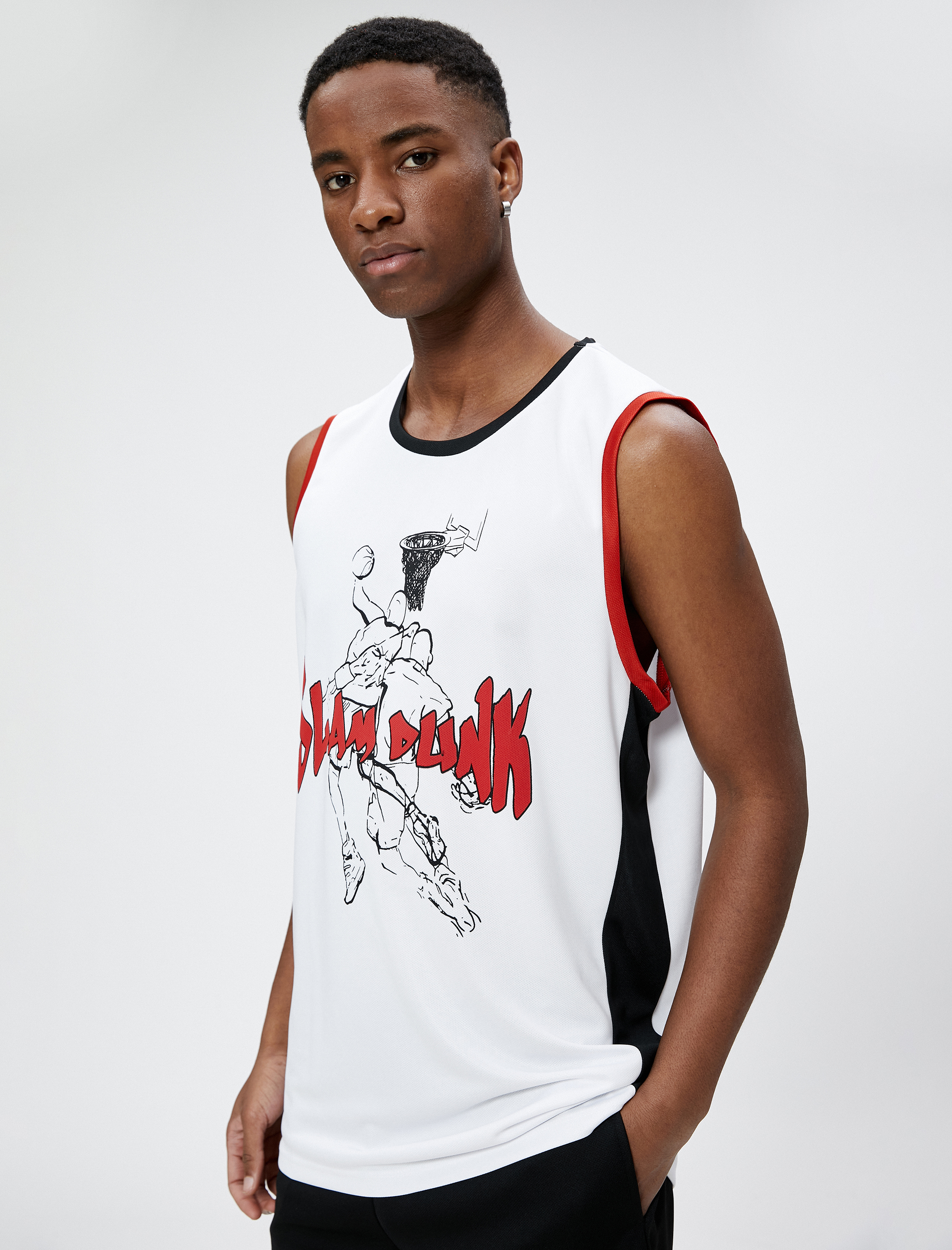   Spor Oversize Atlet Basketbol Baskılı Yuvarlak Yaka