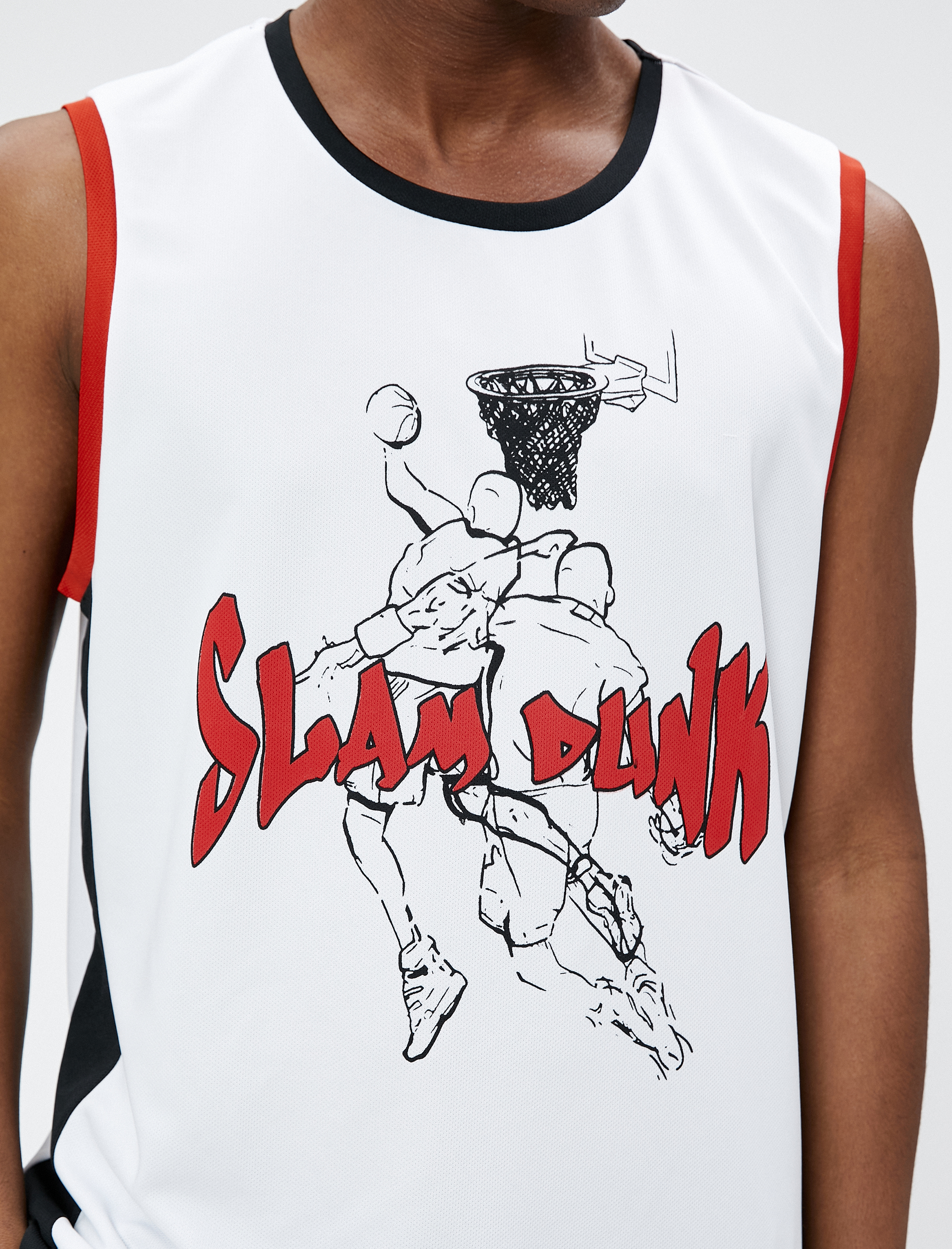   Spor Oversize Atlet Basketbol Baskılı Yuvarlak Yaka