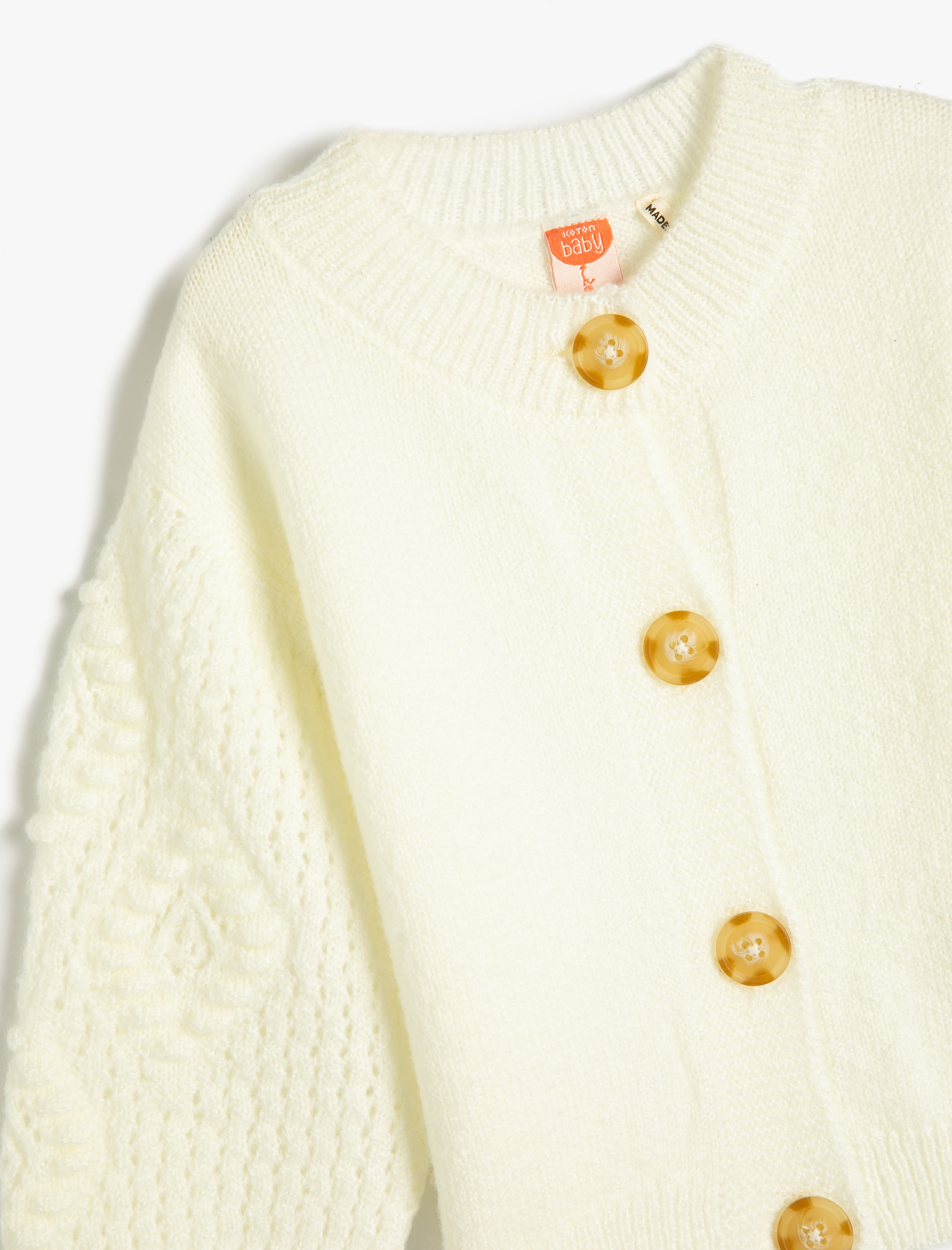  Kız Bebek Hırka Örgü Oversize Uzun Kollu Düğmeli Yuvarlak Yaka