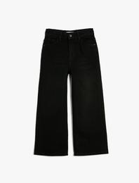 Kot Pantolon Bol Paça Cepli Pamuklu - Wide Leg Jean