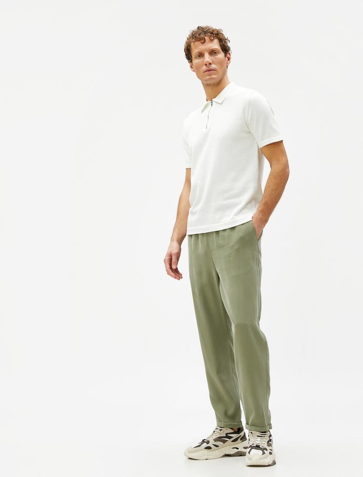  Basic Pantolon Beli Bağcıklı Cep Detaylı Viskon Karışımlı