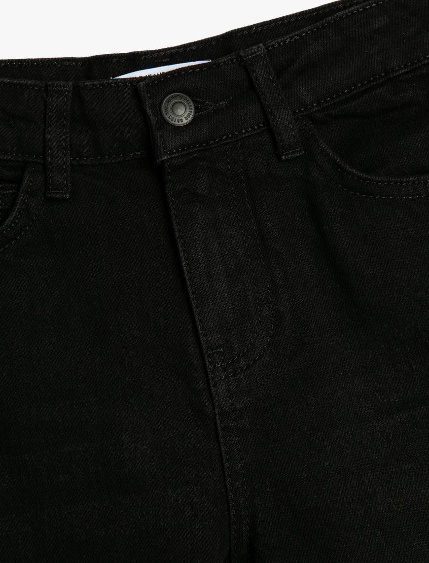  Kız Çocuk Kot Pantolon Bol Paça Cepli Pamuklu - Wide Leg Jean
