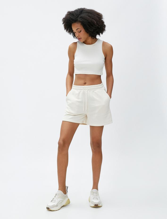  Mini Şort Beli Bağcıklı Cep Detaylı