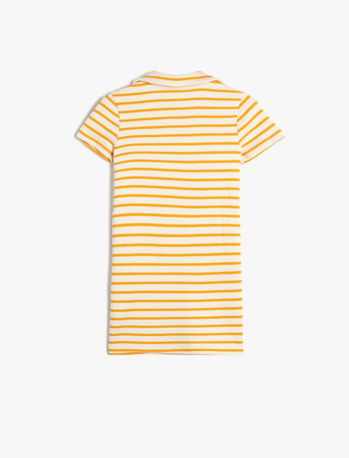 Kız Çocuk Elbise Mini Polo Yaka Kısa Kollu