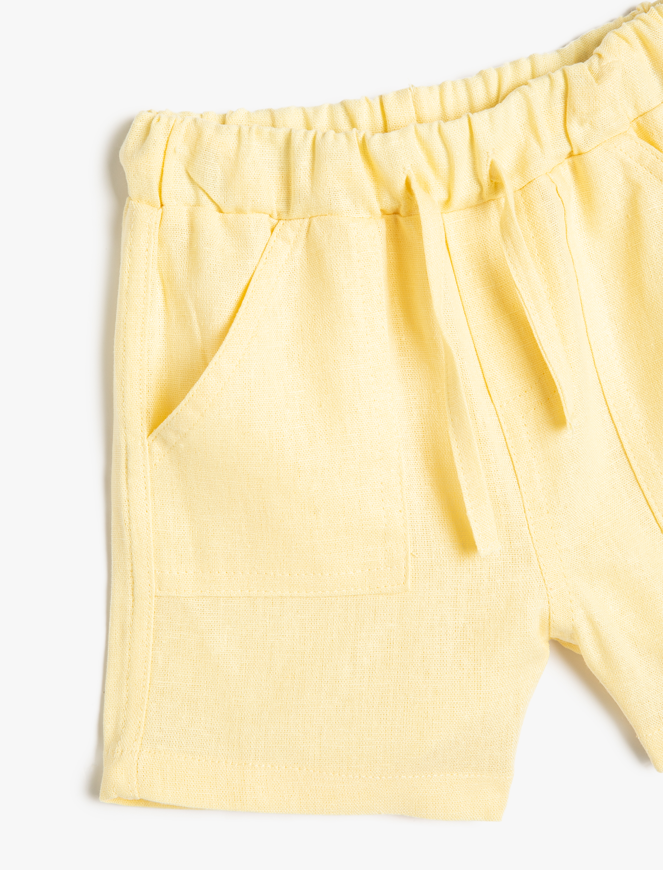  Erkek Bebek Keten Şort Beli Bağlamlı Cepli