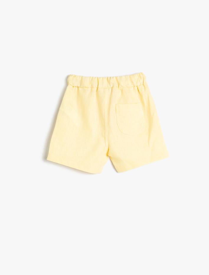 Erkek Bebek Keten Şort Beli Bağlamlı Cepli