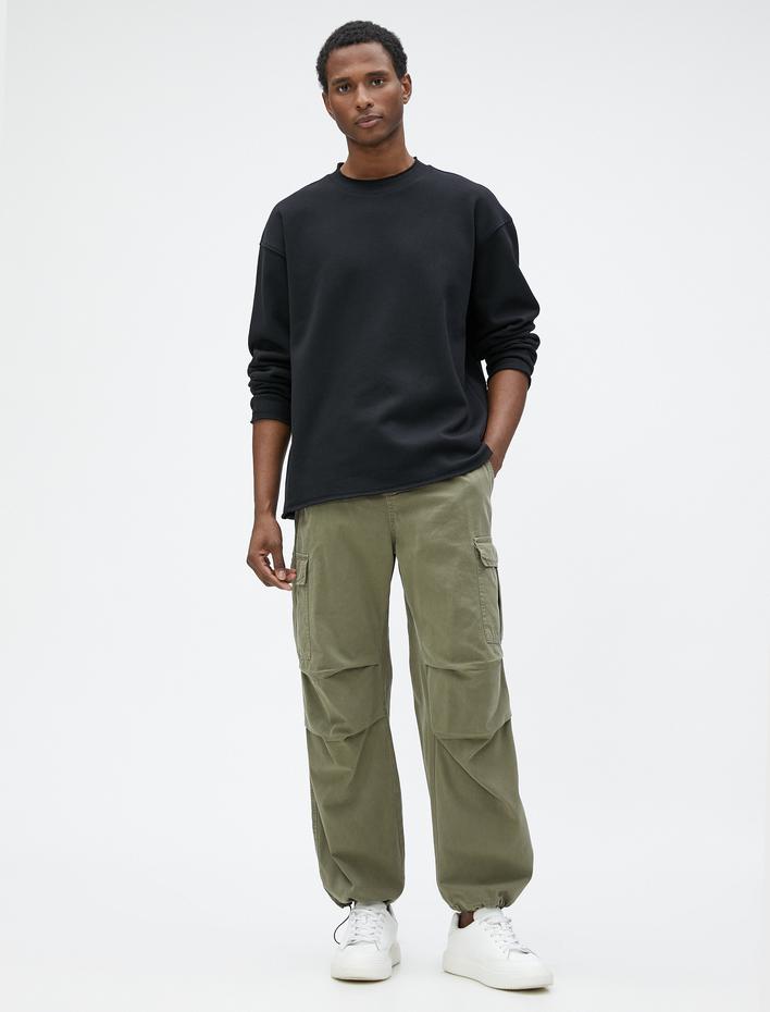  Oversize Sweat Bisiklet Yaka Uzun Kollu Şardonlu