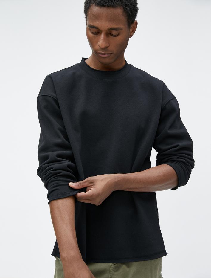  Oversize Sweat Bisiklet Yaka Uzun Kollu Şardonlu