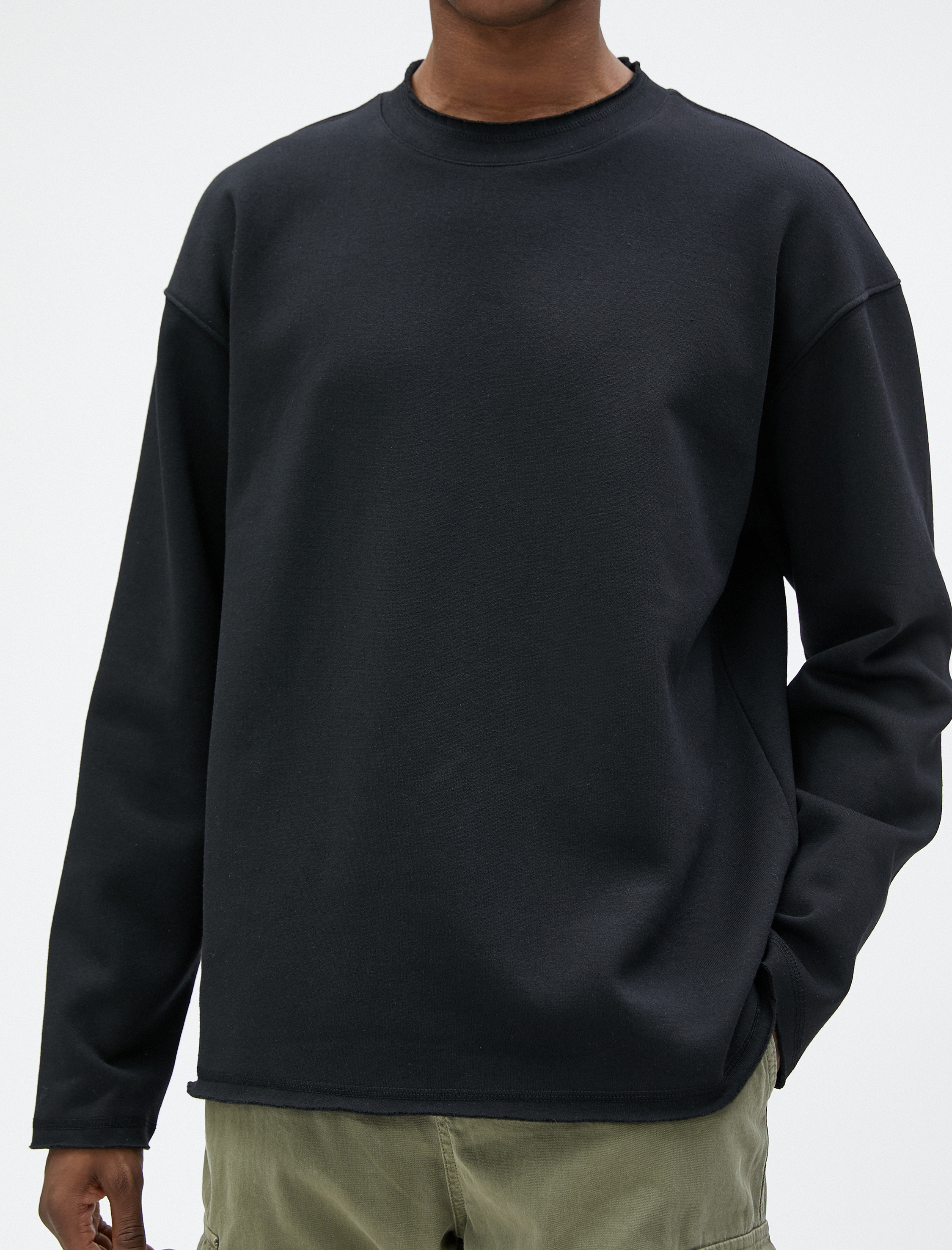   Oversize Sweat Bisiklet Yaka Uzun Kollu Şardonlu