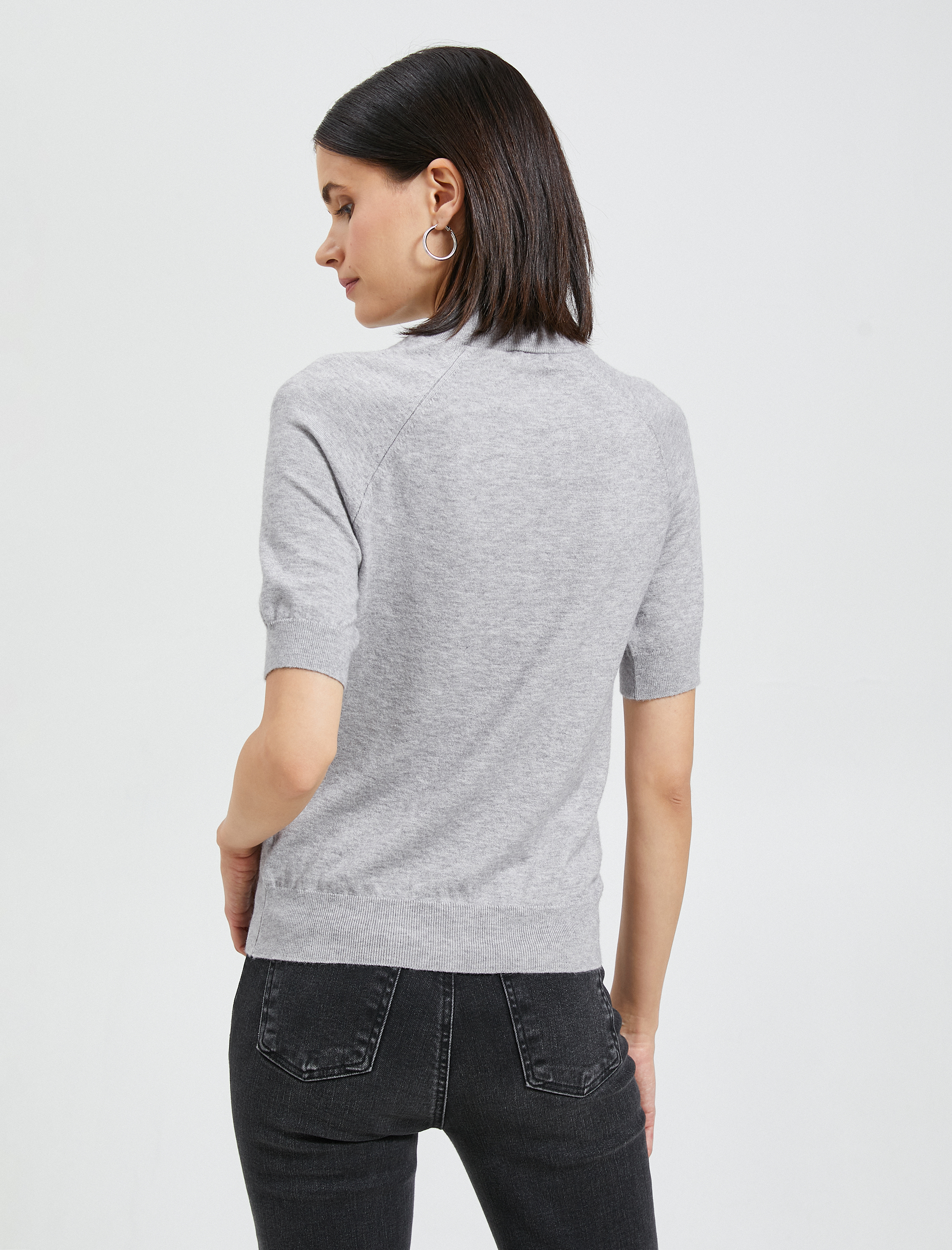   Yarım Balıkçı Yaka Kazak Triko Kısa Kollu