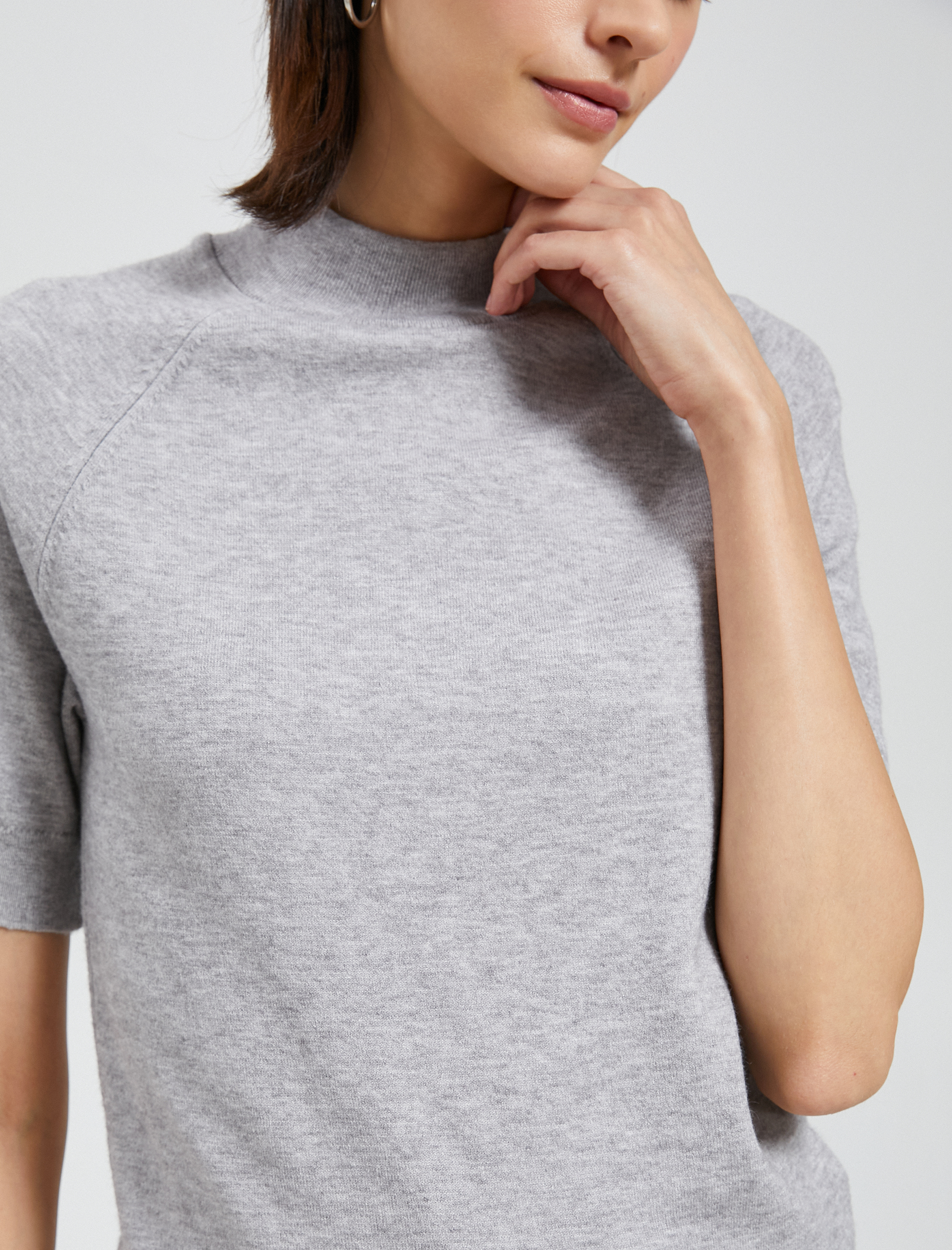   Yarım Balıkçı Yaka Kazak Triko Kısa Kollu