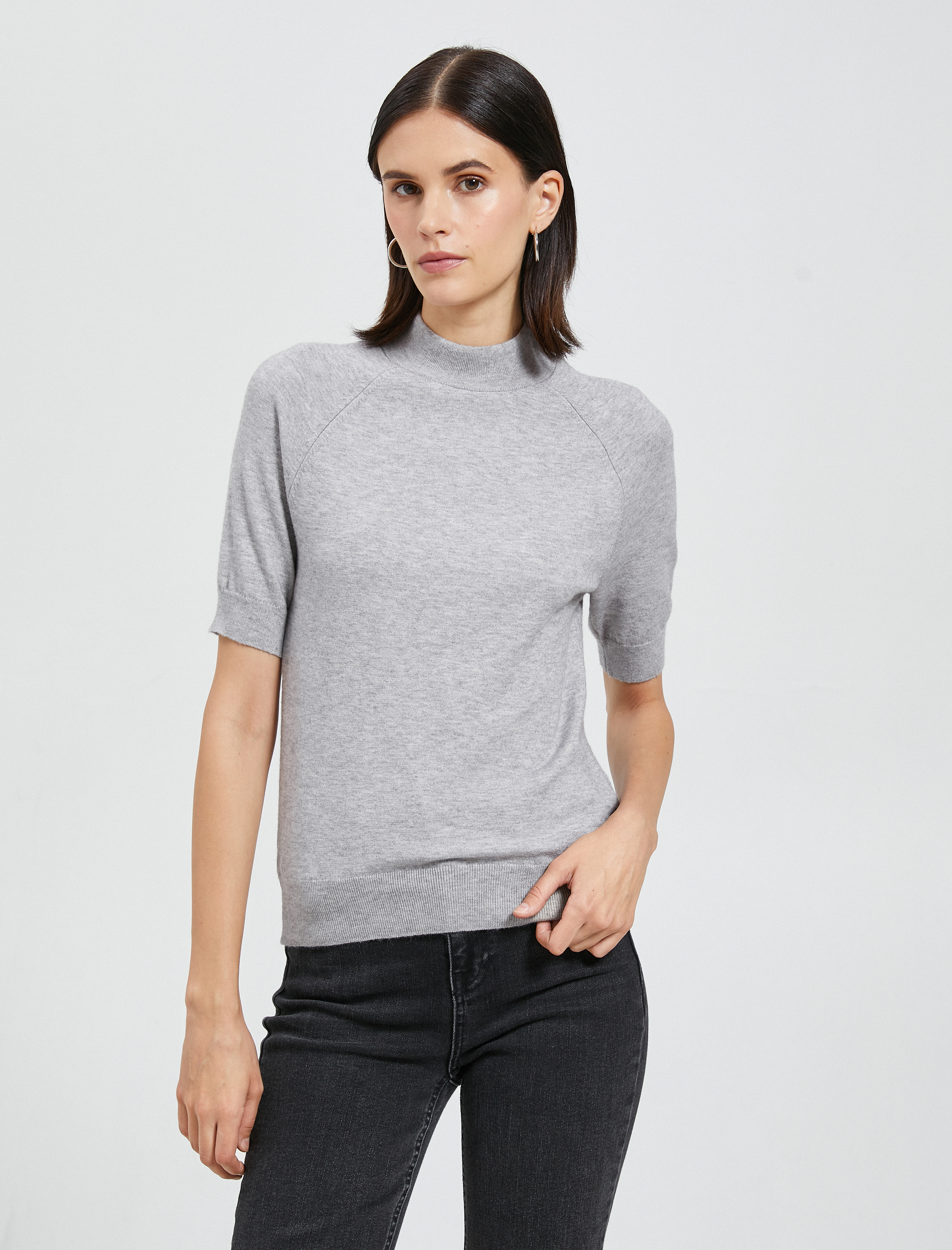   Yarım Balıkçı Yaka Kazak Triko Kısa Kollu