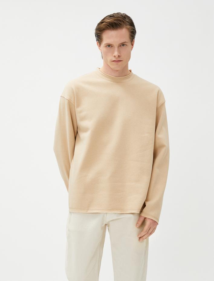  Oversize Sweat Bisiklet Yaka Uzun Kollu Şardonlu