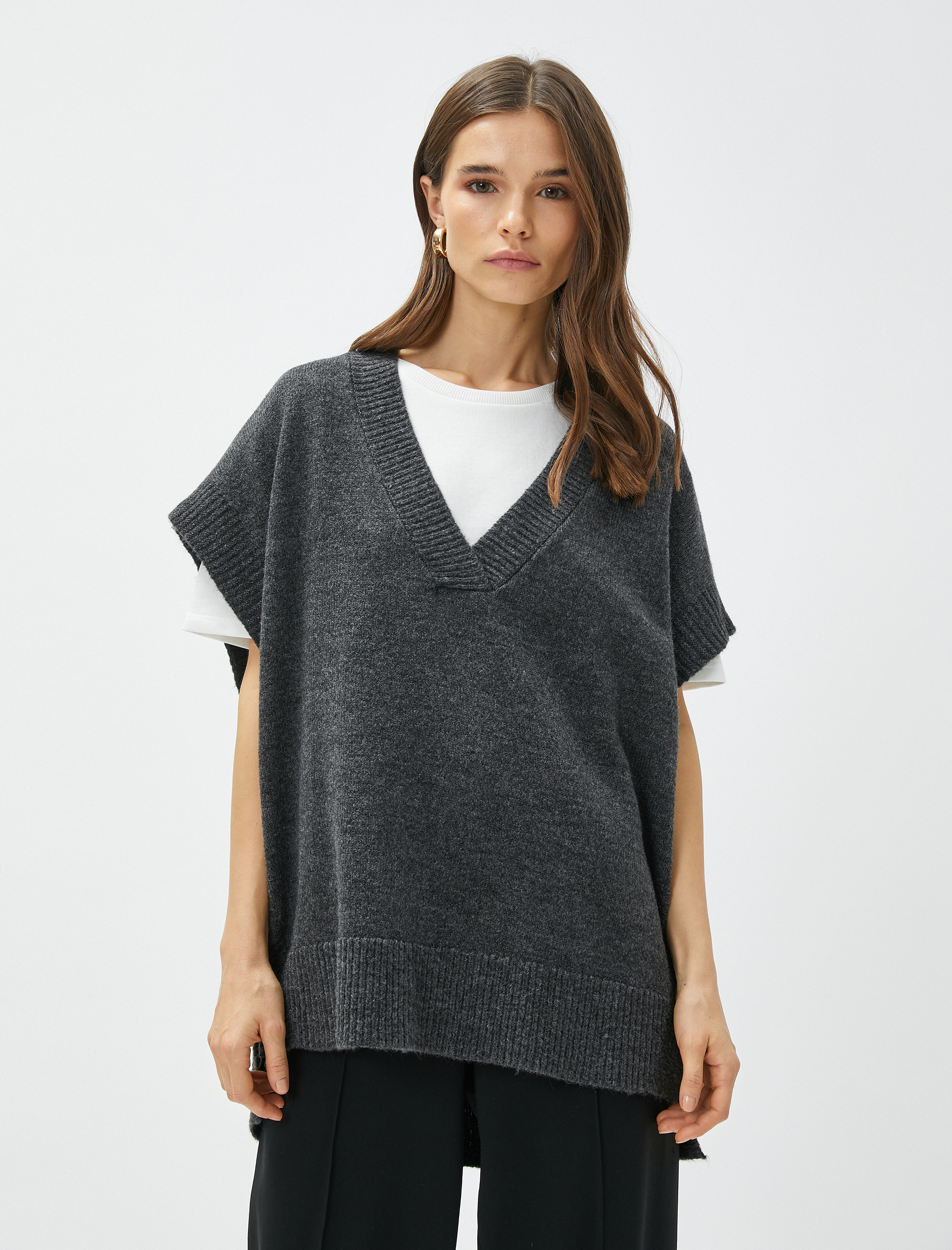 V Yaka Süveter Oversize