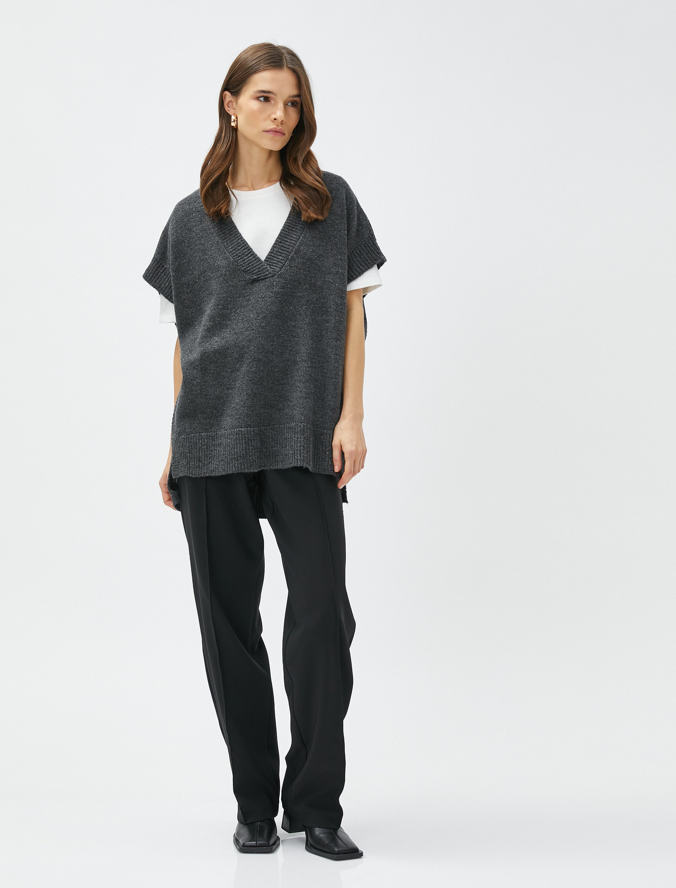 V Yaka Süveter Oversize