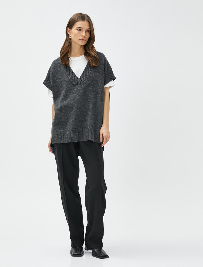  V Yaka Süveter Oversize